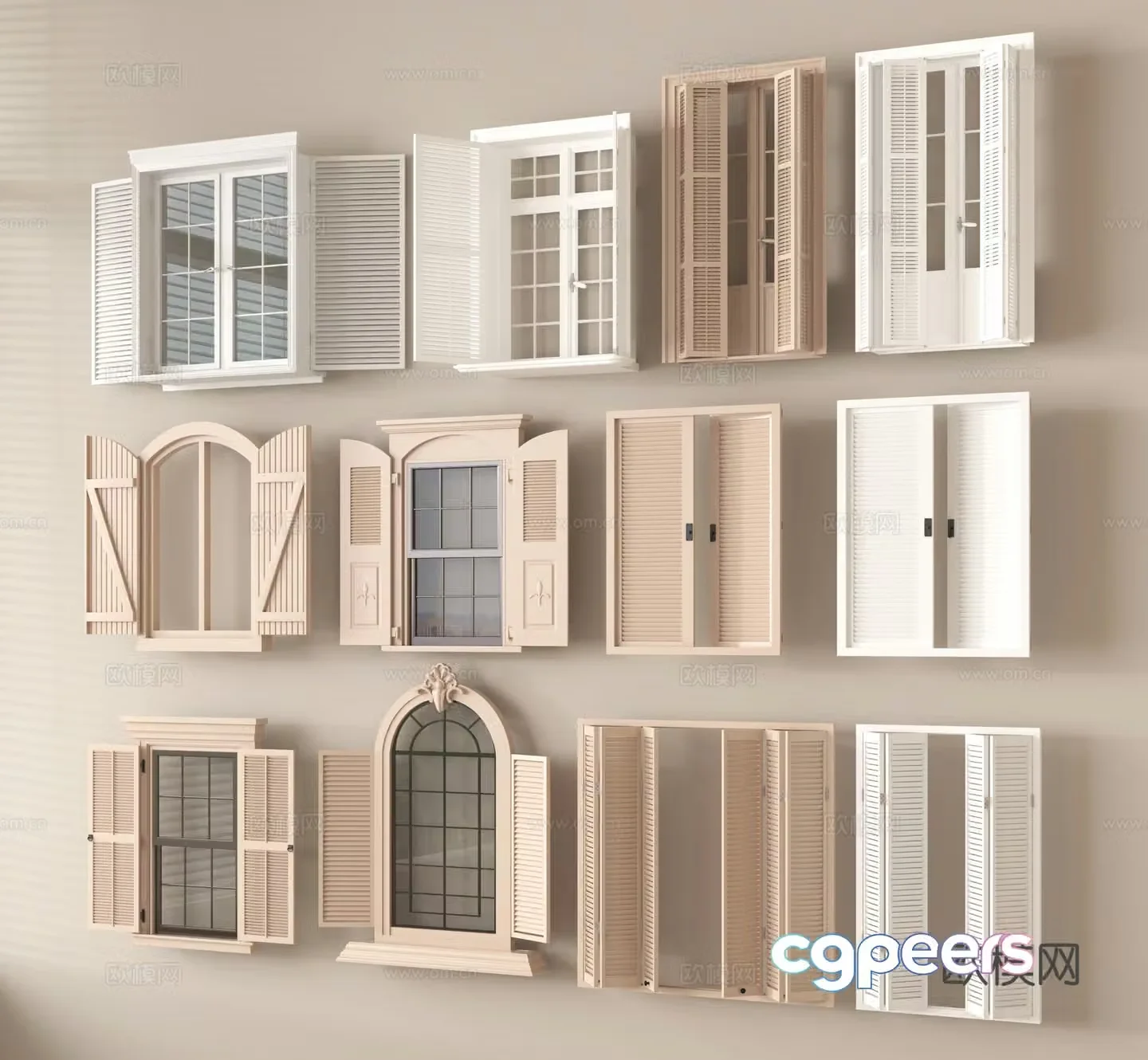 Modern window blinds casement blinds 3d model