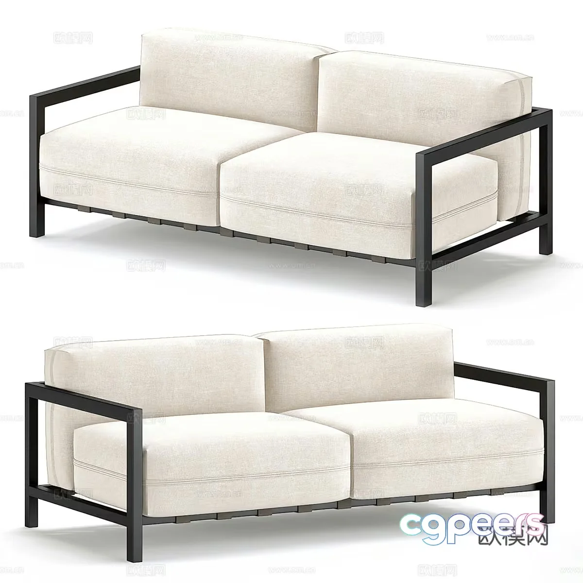 Modern Cream Sofa 3D Model – 8819 – VRAY Render
