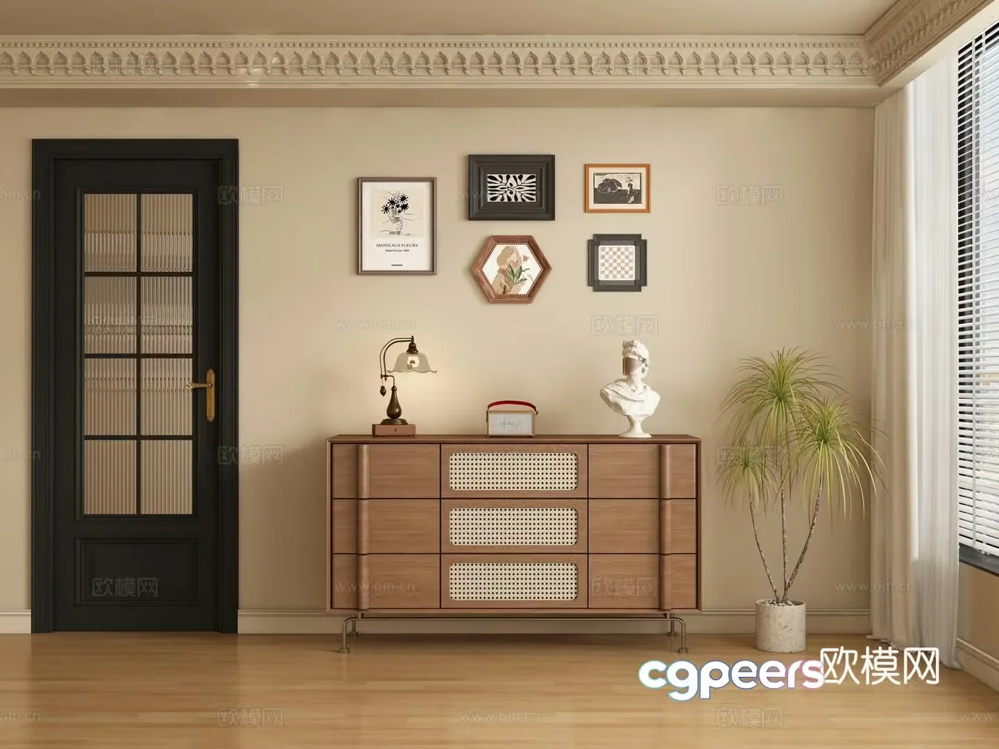 Medieval style entrance cabinet 3D model