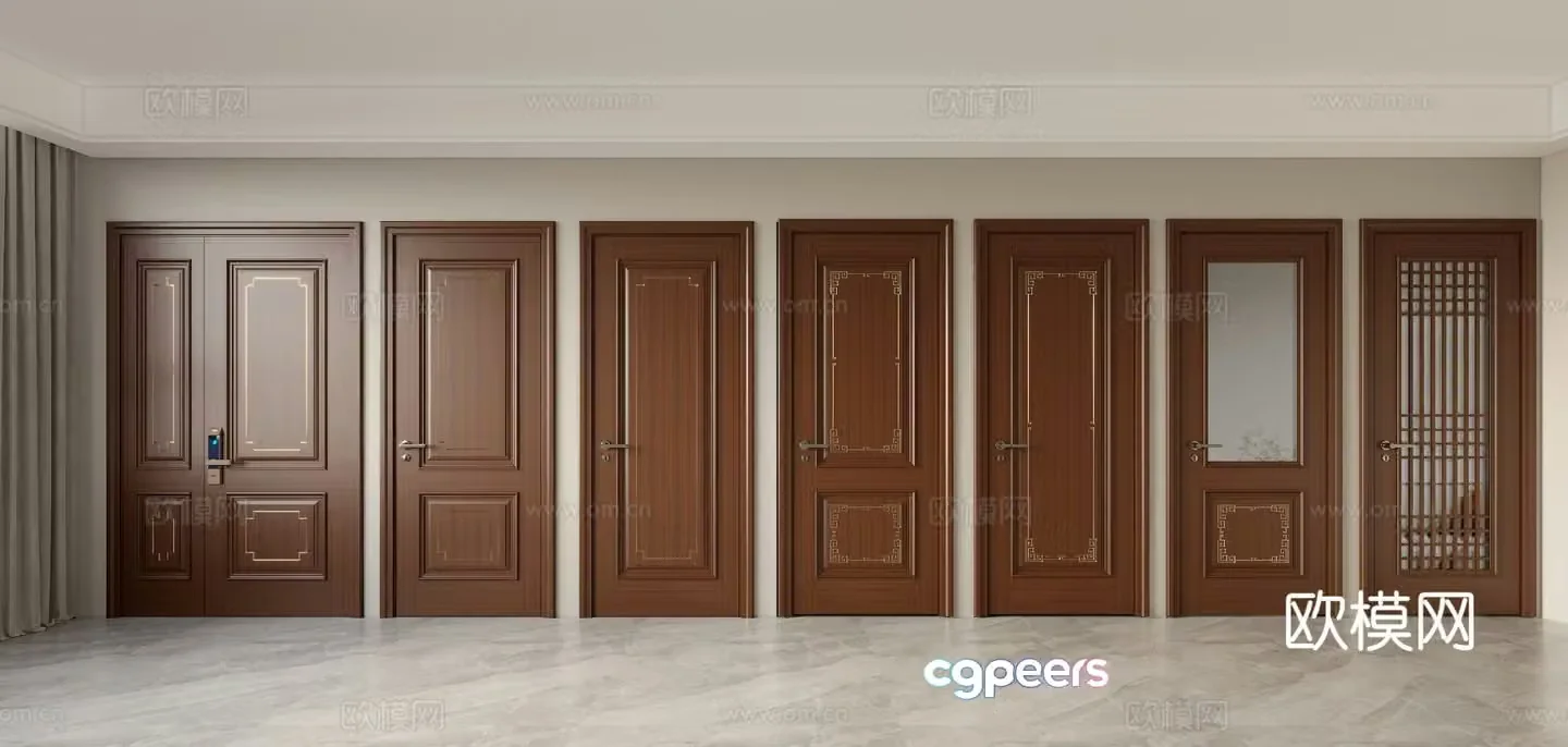 New Chinese style door 3D model