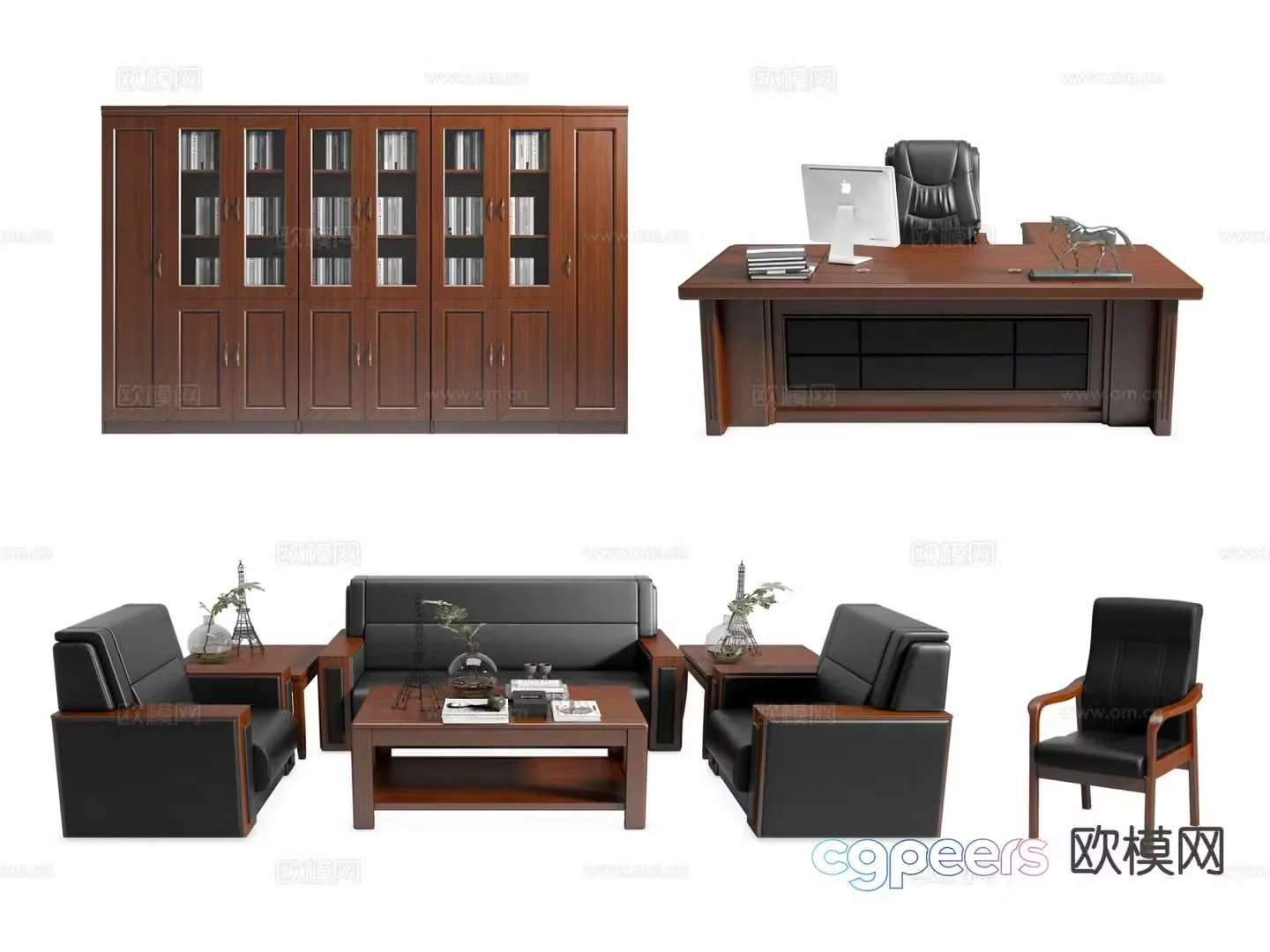 Modern executive desk and chair boss desk and chair 3d model