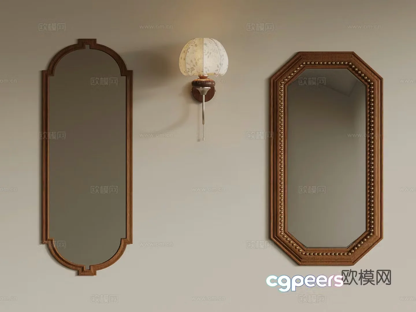 French medieval gown mirror wall lamp 3d model