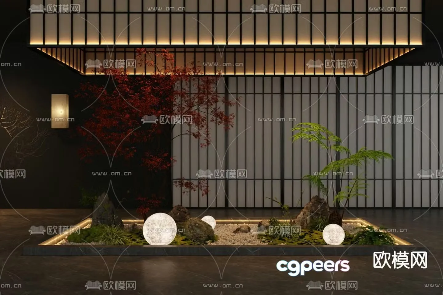 New Chinese style courtyard landscaping plant pile 3D model