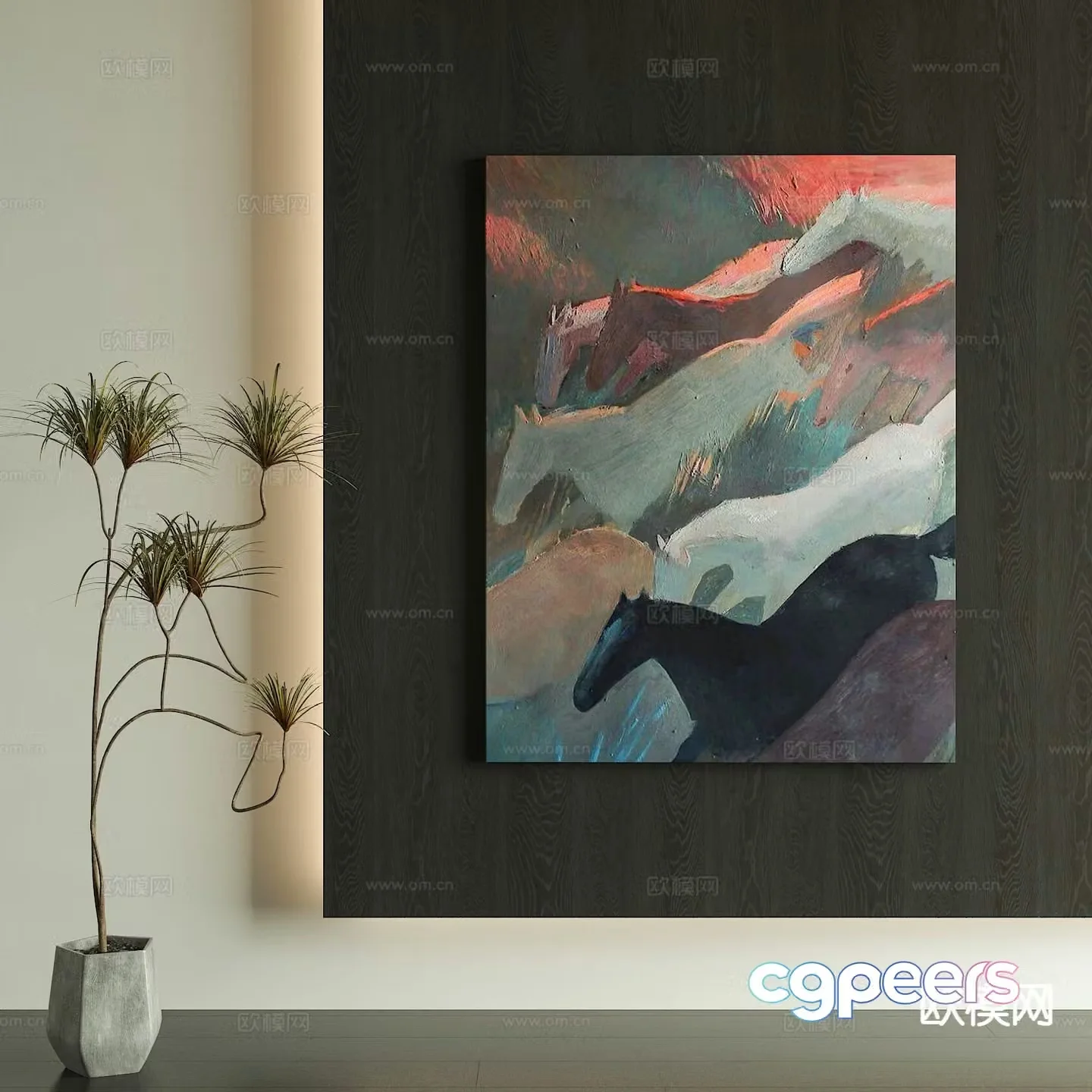 Wabi-sabi art painting texture painting decorative painting 3d model