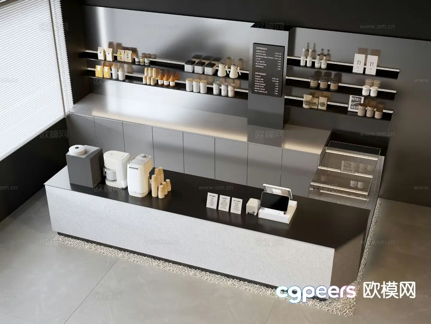 Coffee shop operation table workbench 3d model