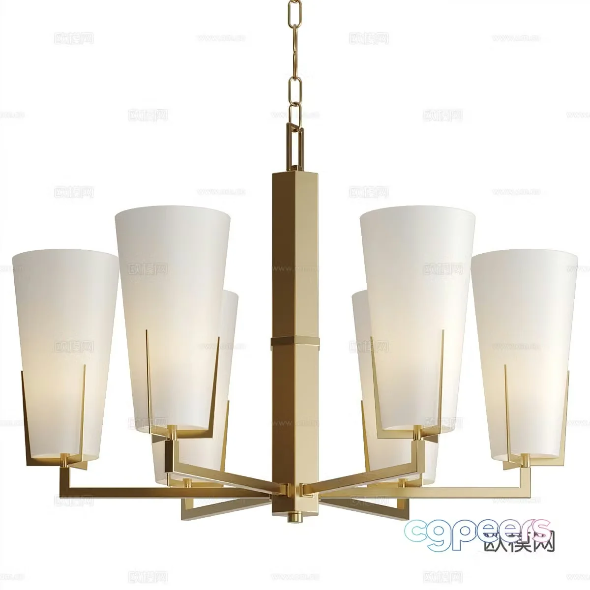 New Chinese style light luxury Subra decorative chandelier 3D model