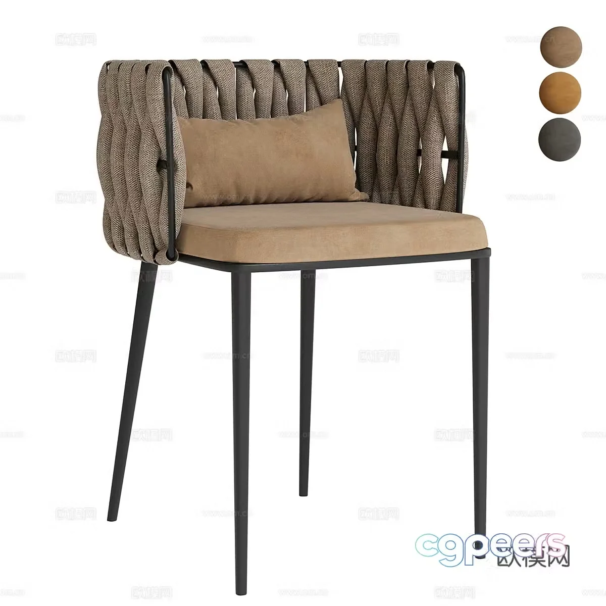 Modern Italian fabric rattan single chair 3D model
