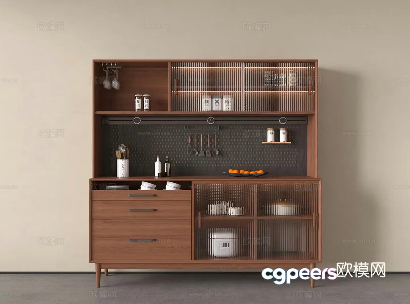 Wasabi Middle Style Elegant Sideboard Meal Storage Cabinet Storage Cabinet 3D Model
