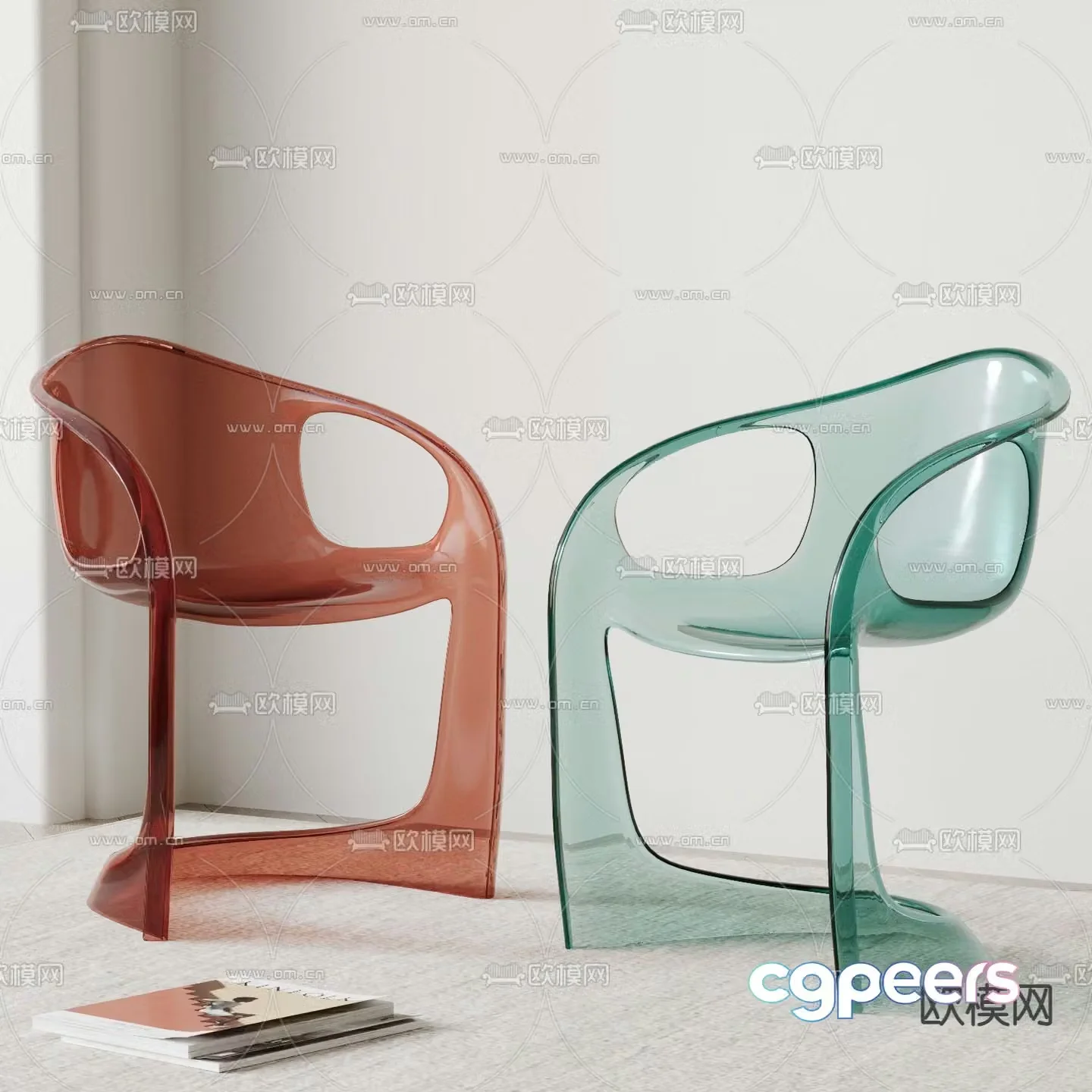 Transparent chair dining chair 3d model