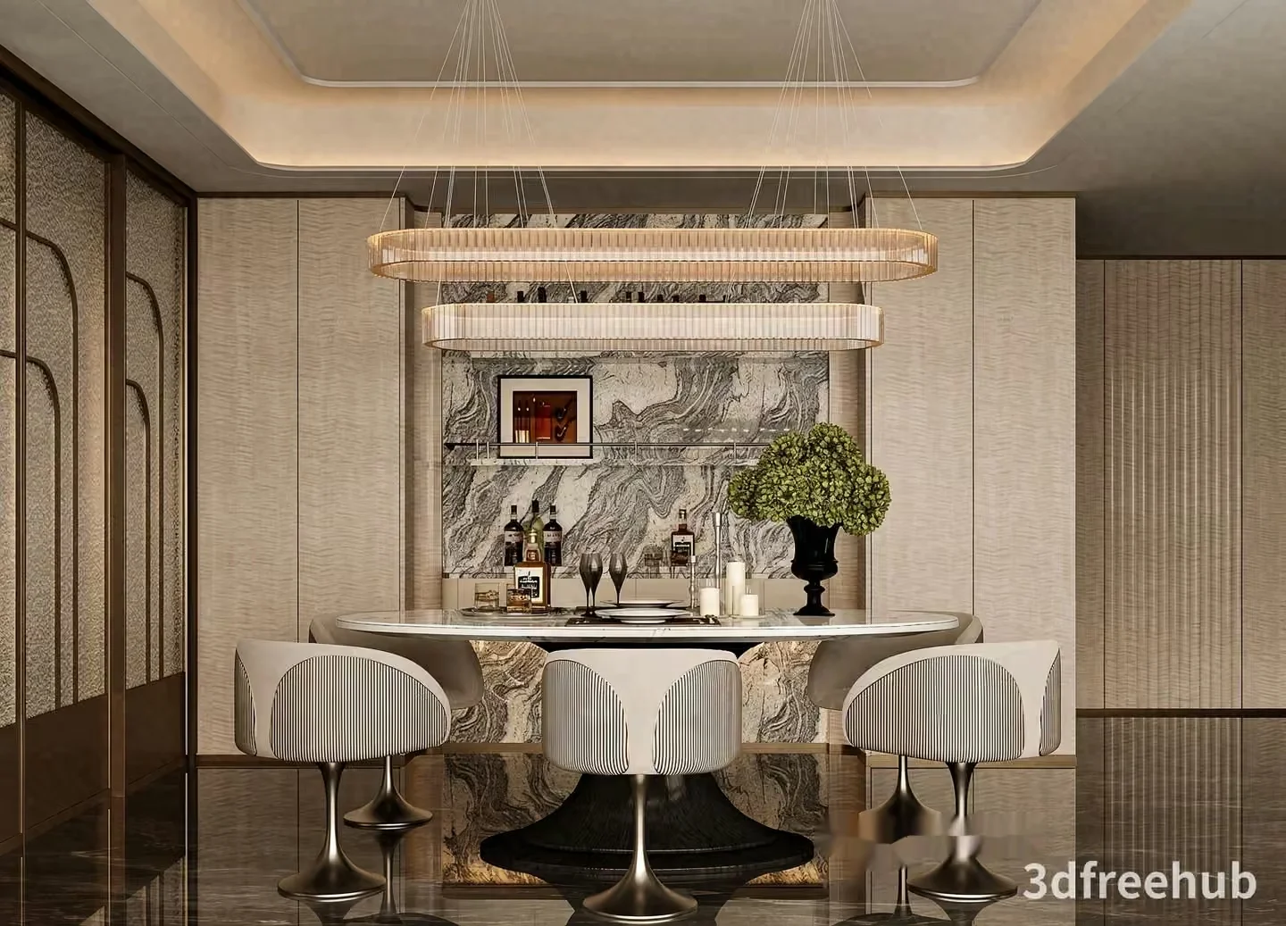 A Modern Bar With A Sleek Design 3D Model – 22881 – VRAY Render