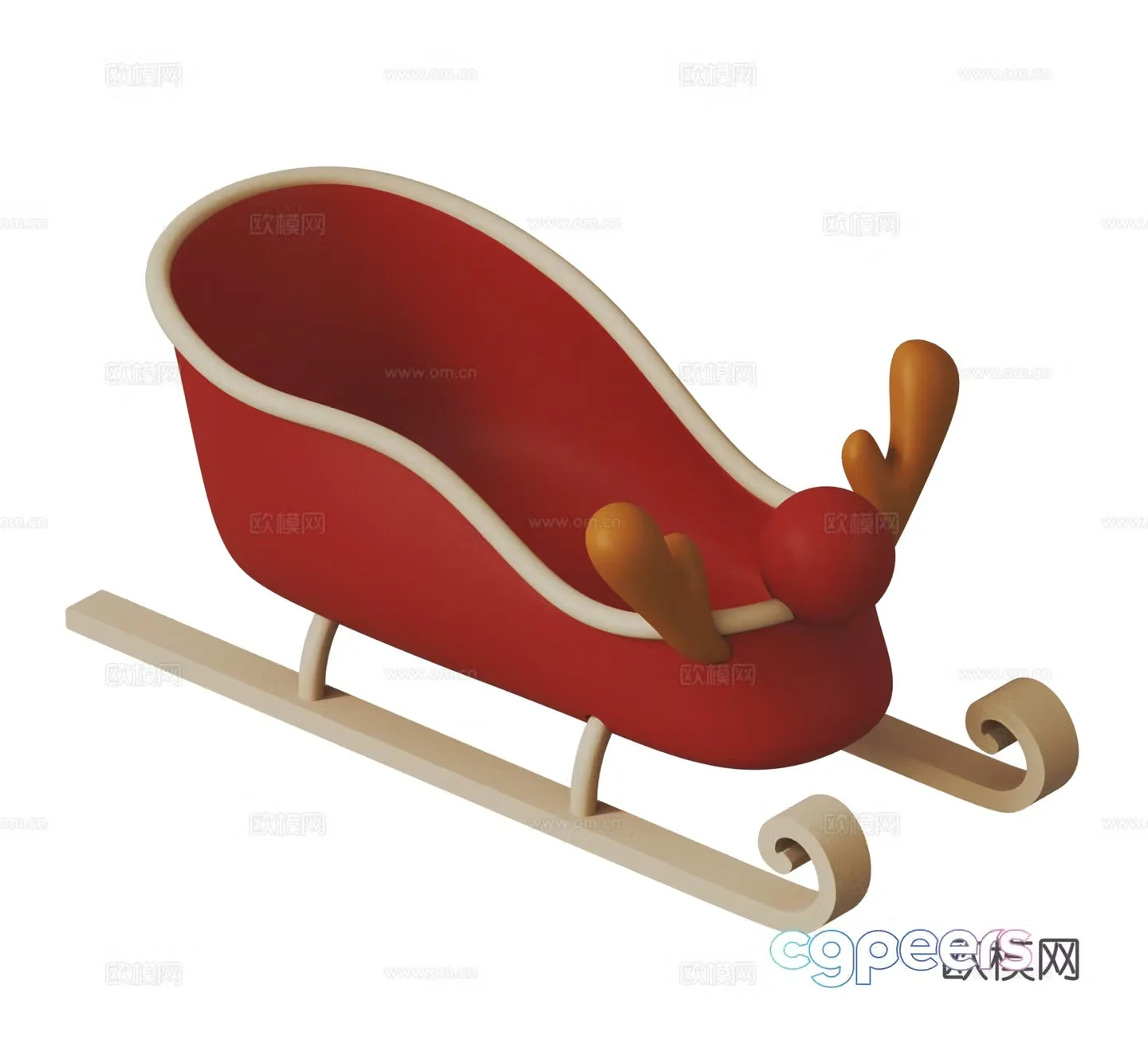 Christmas sleigh ski tools children’s toys 3d model