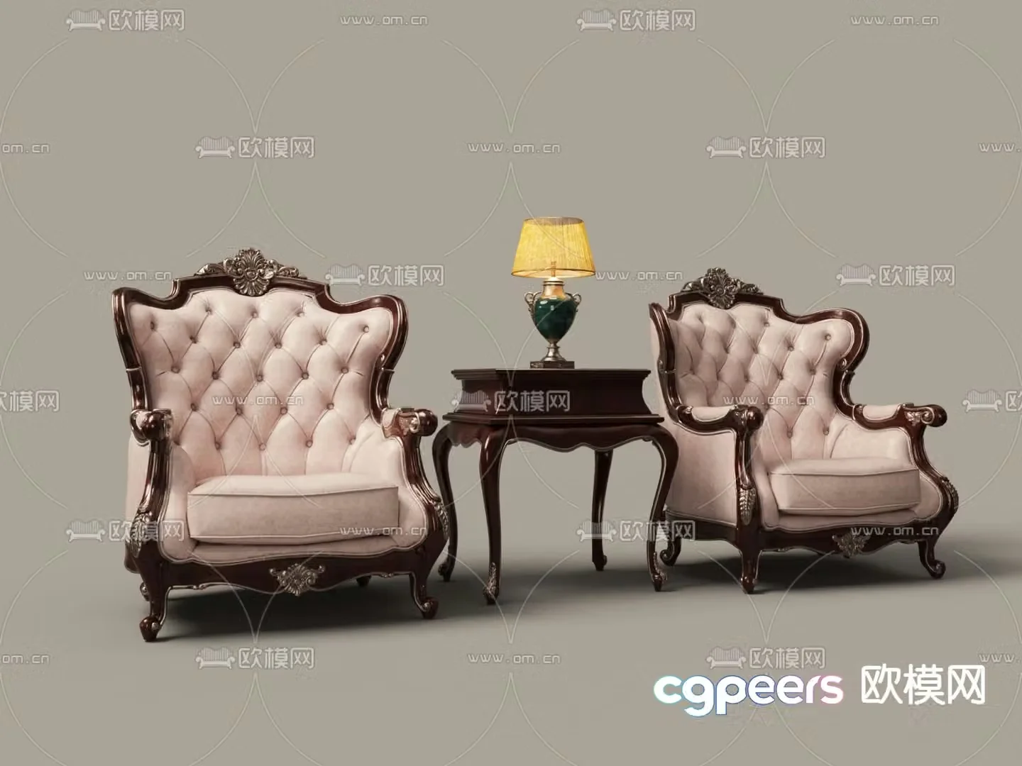 European carved sofa single sofa 3d model
