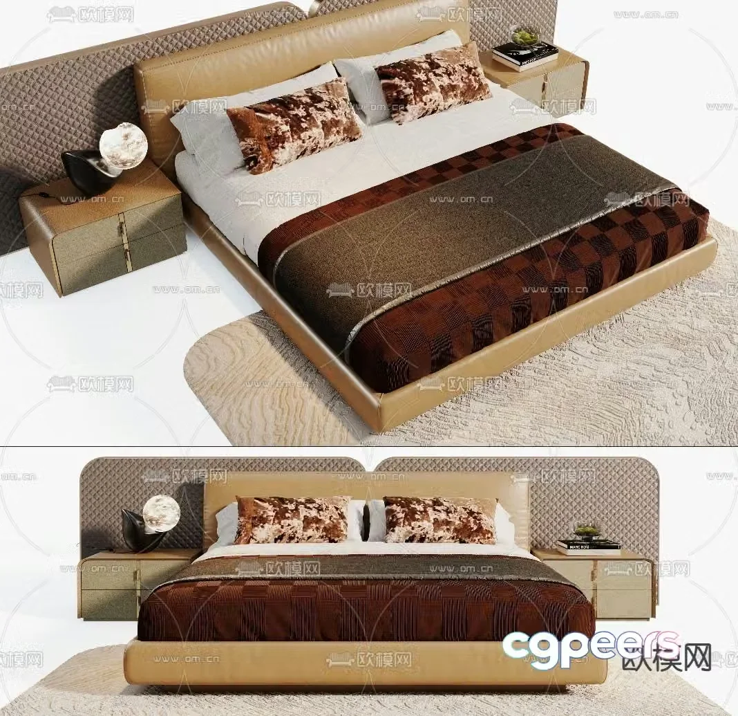 Leather bed double bed 3d model