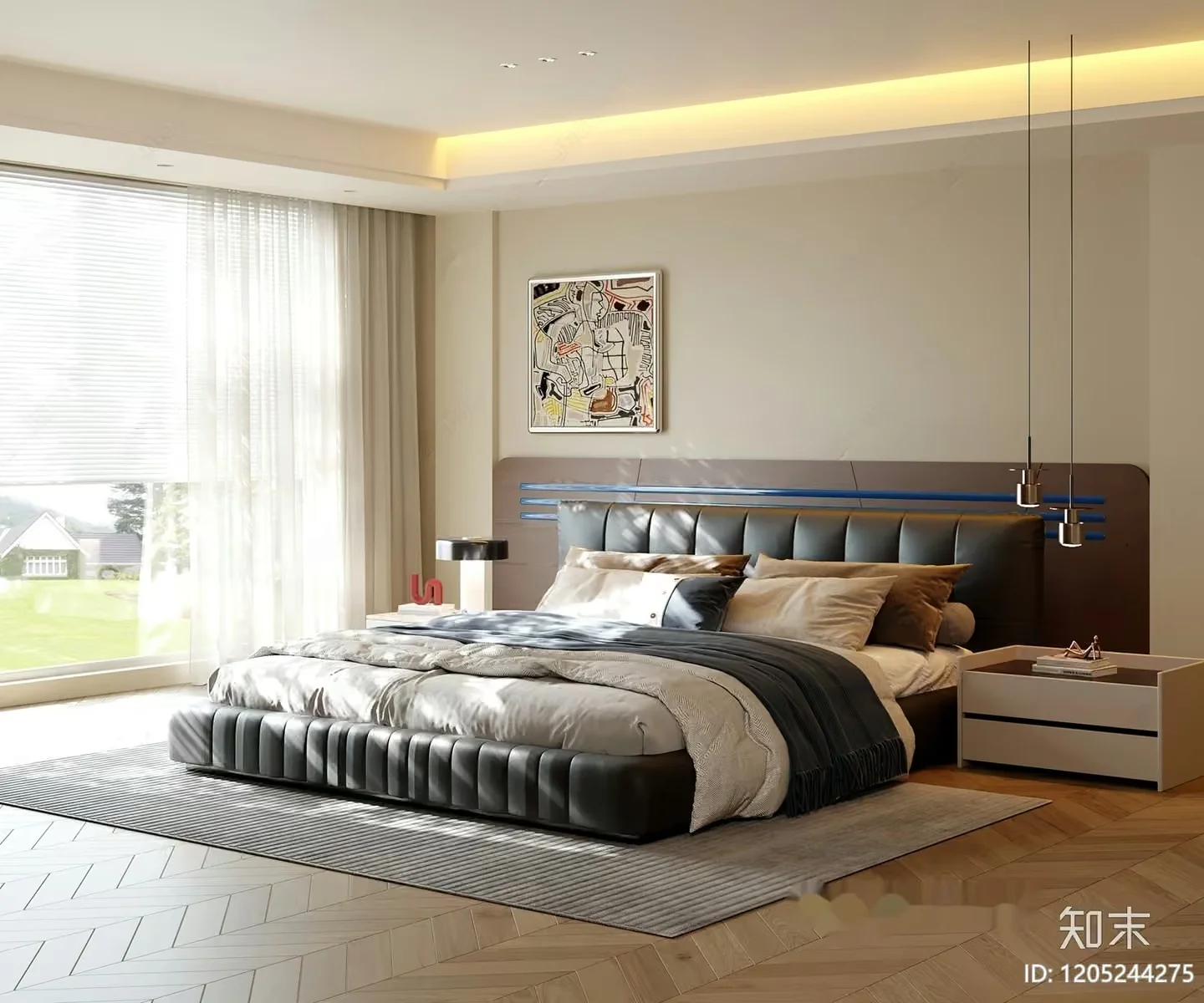 Cozy Modern Bedroom 3D Model – 247 – CORONA Render