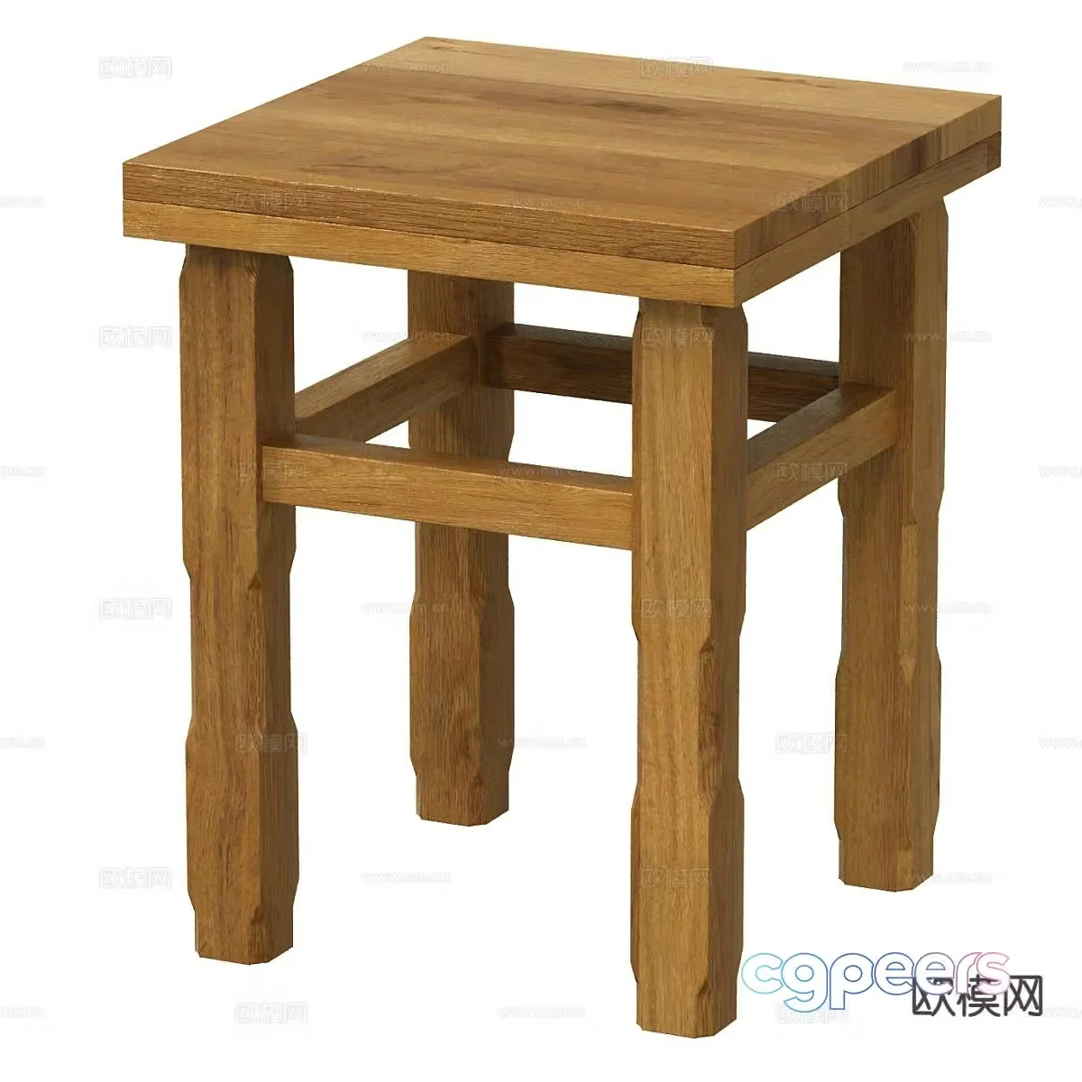 Nordic stool wooden stool 3d model