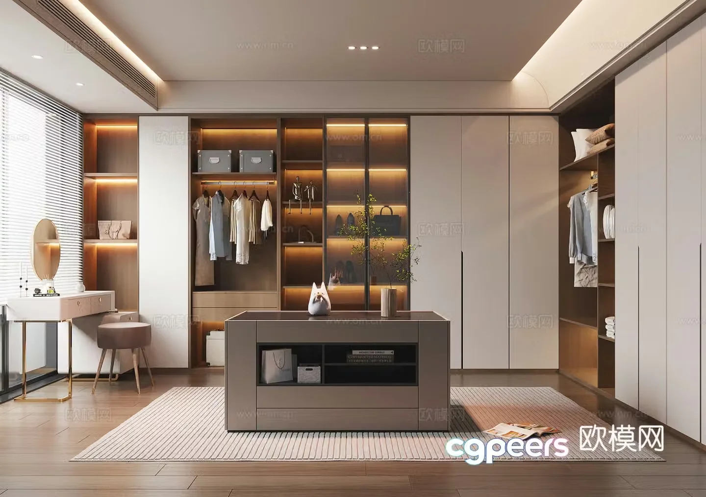 Modern simple cloakroom dressing table L-shaped cloakroom corner cloakroom walk-in cloakroom 3d model