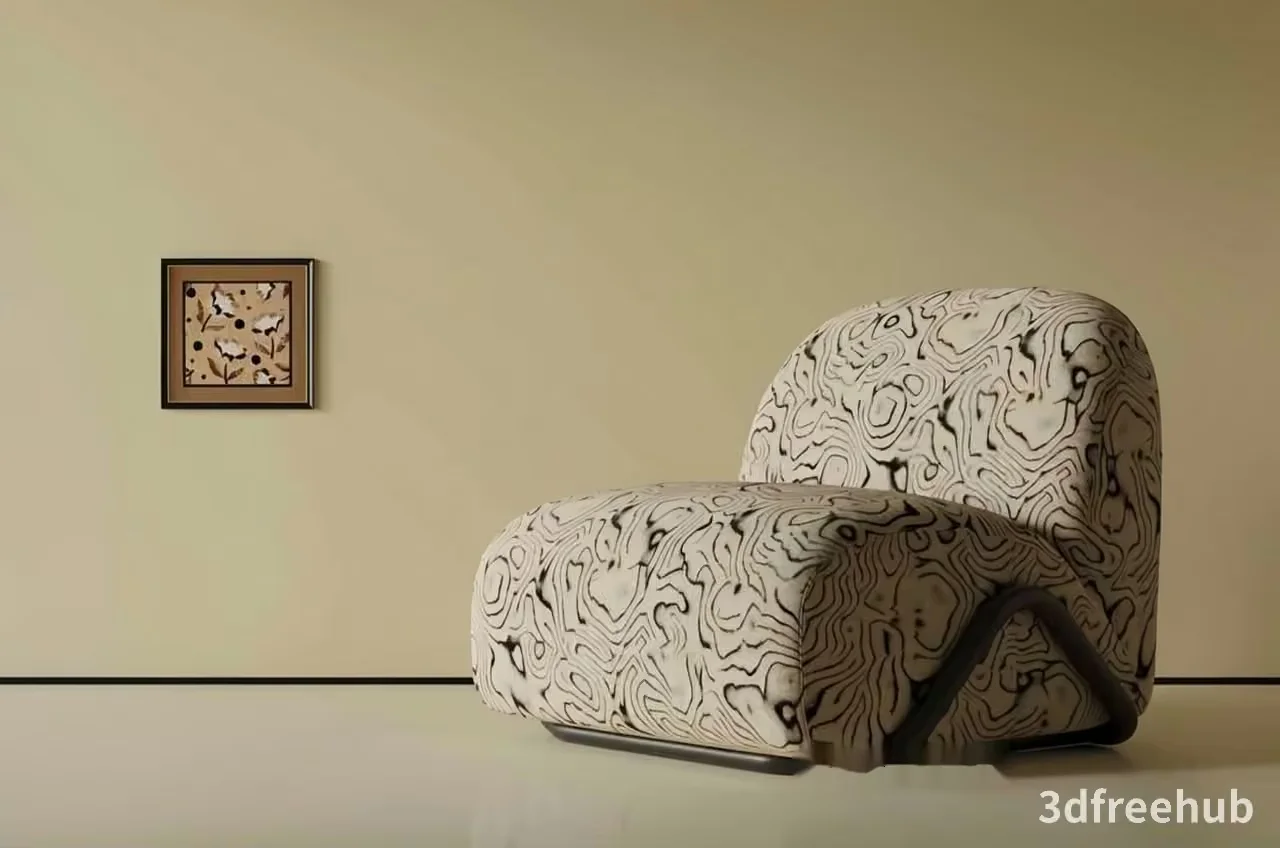 A Chair With A Topographic Map Pattern 3D Model – 19389 – VRAY Render