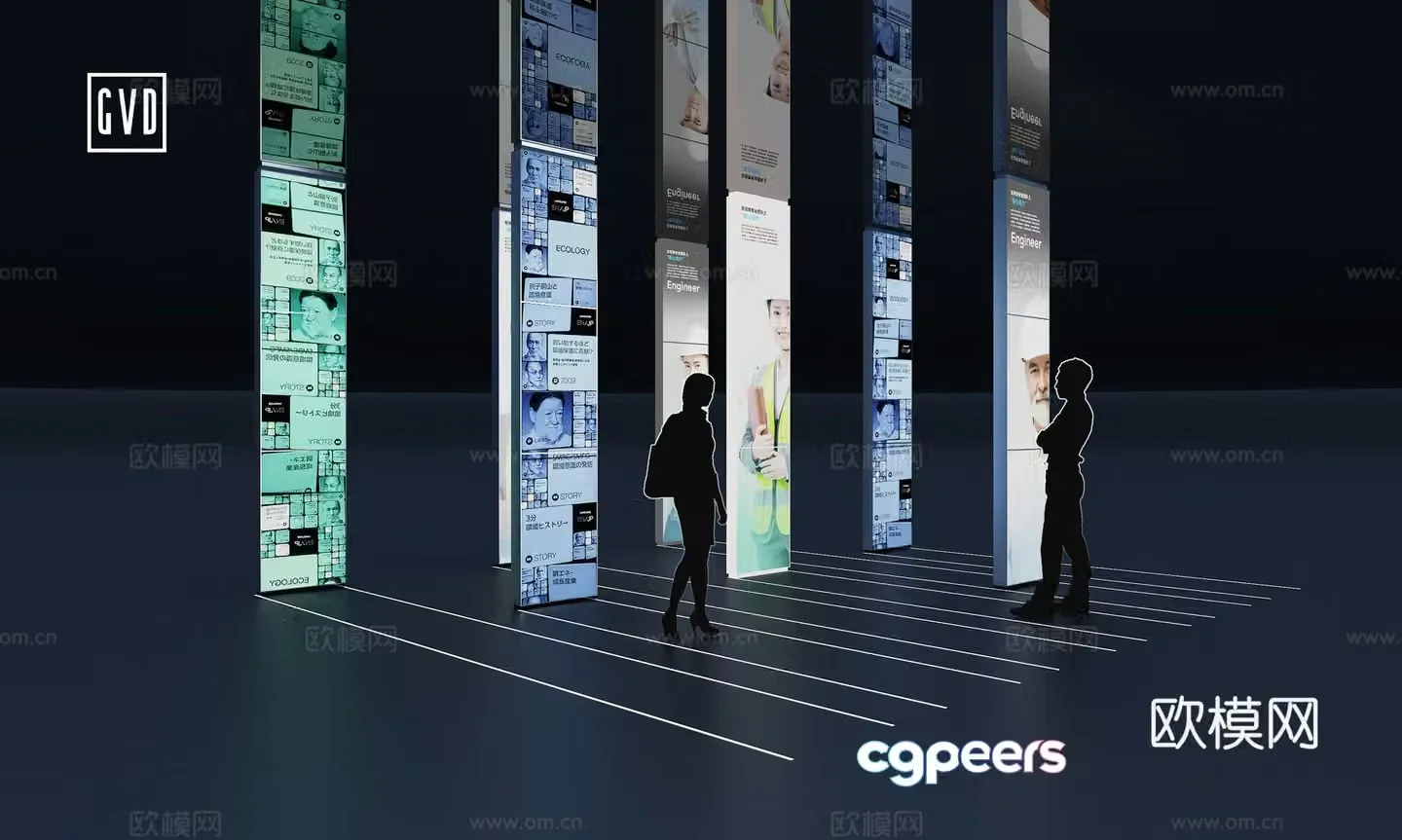 Exhibition Hall Modern Technology Hall LED display screen matrix Exhibition Hall Modeling column 3D model