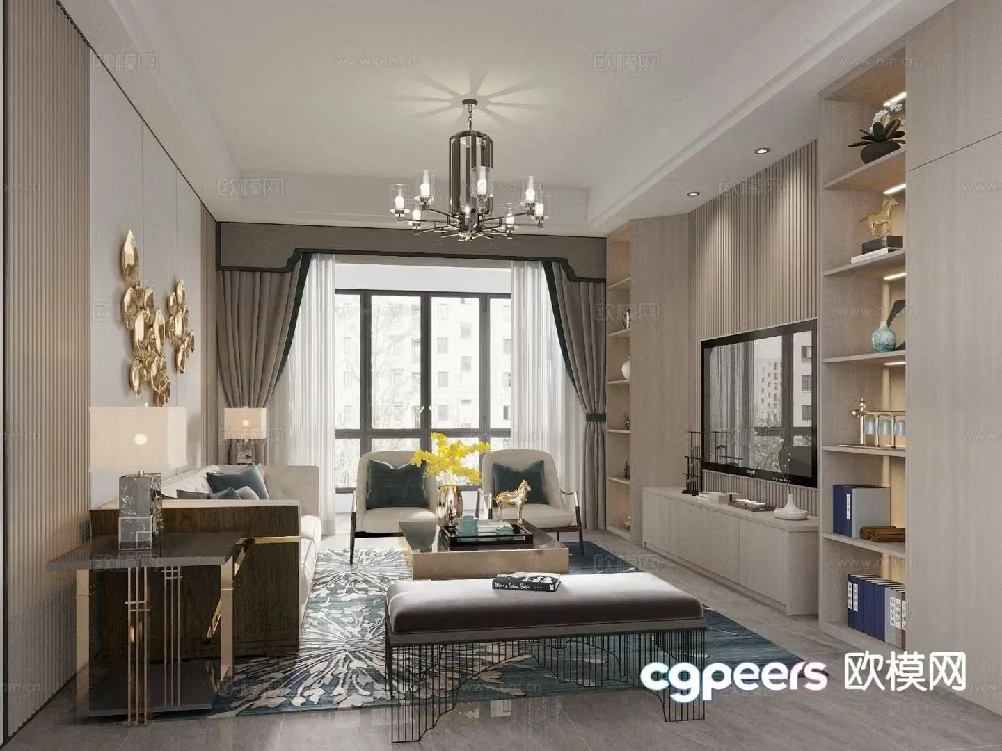 New Chinese style living room 3d model
