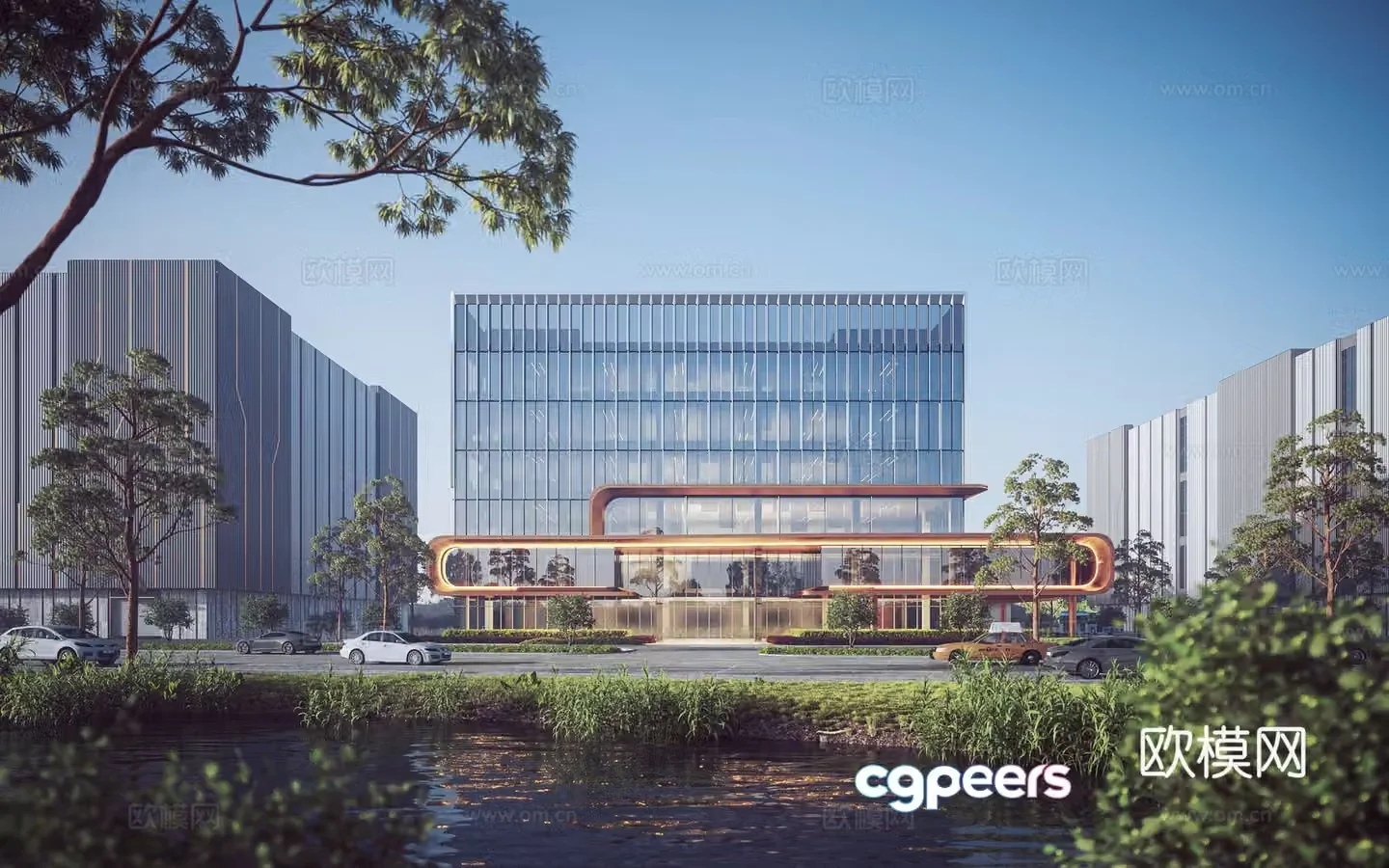 Factory Office Building Exterior Industrial Park appearance 3D model