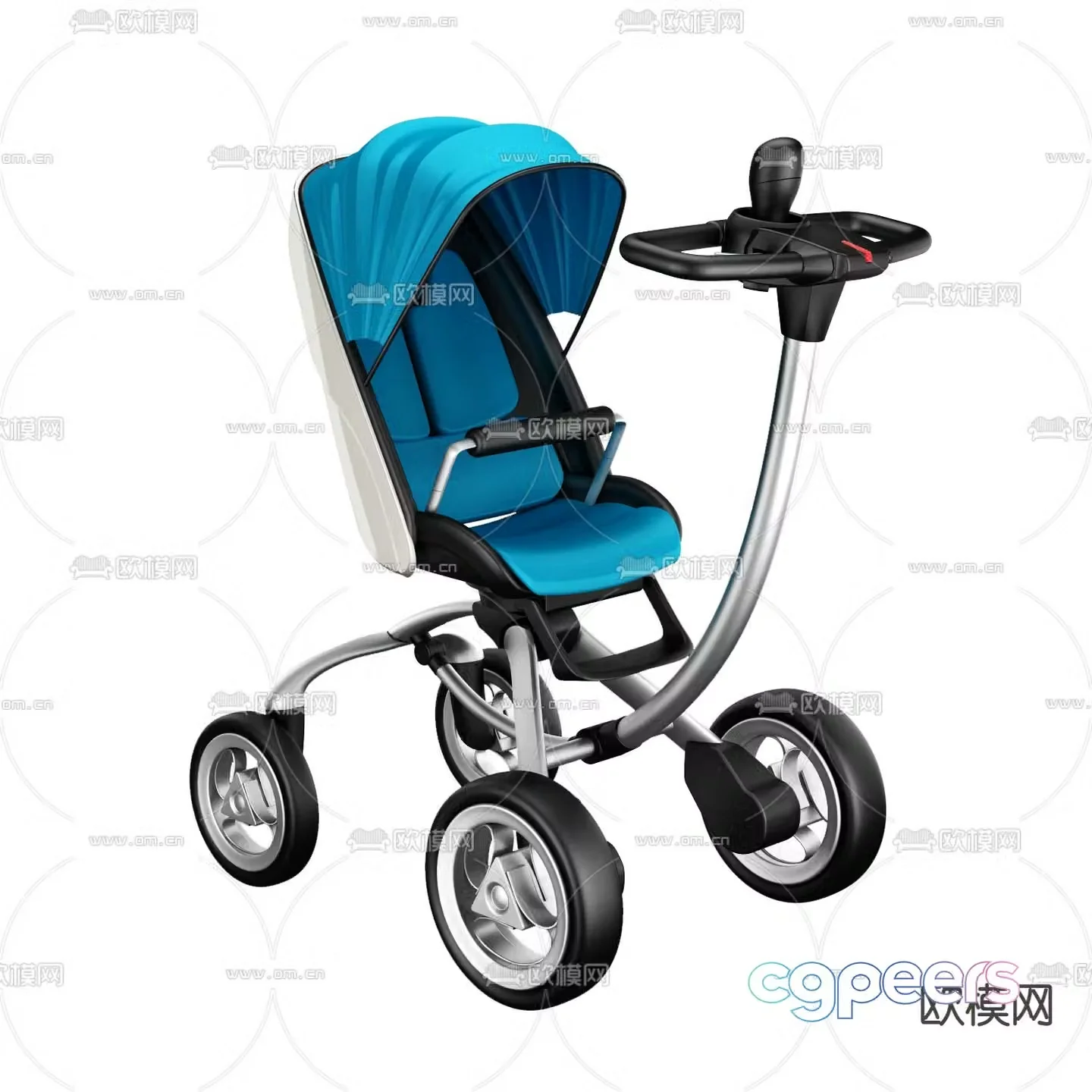 Modern baby stroller 3d model