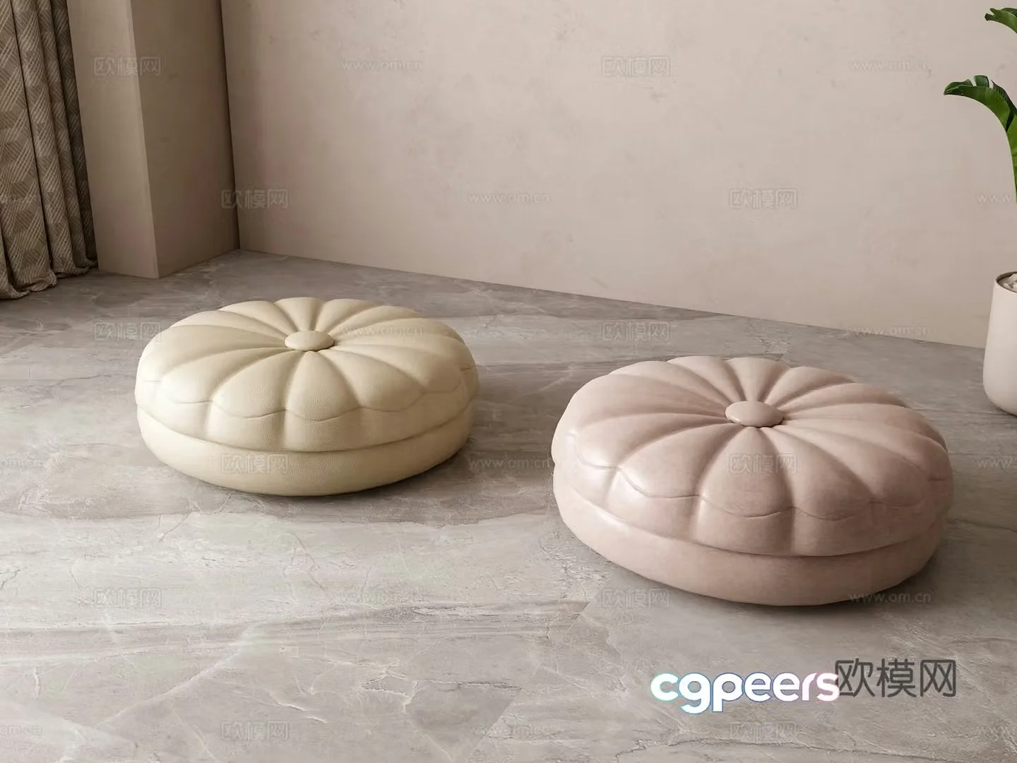 French futon cushion 3D model