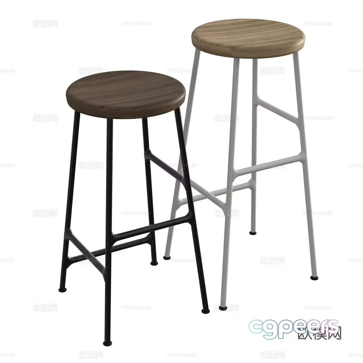 Bar stool combination round stool simple bar stool minimalist bar stool fabric iron bar stool low stool bar 3d model