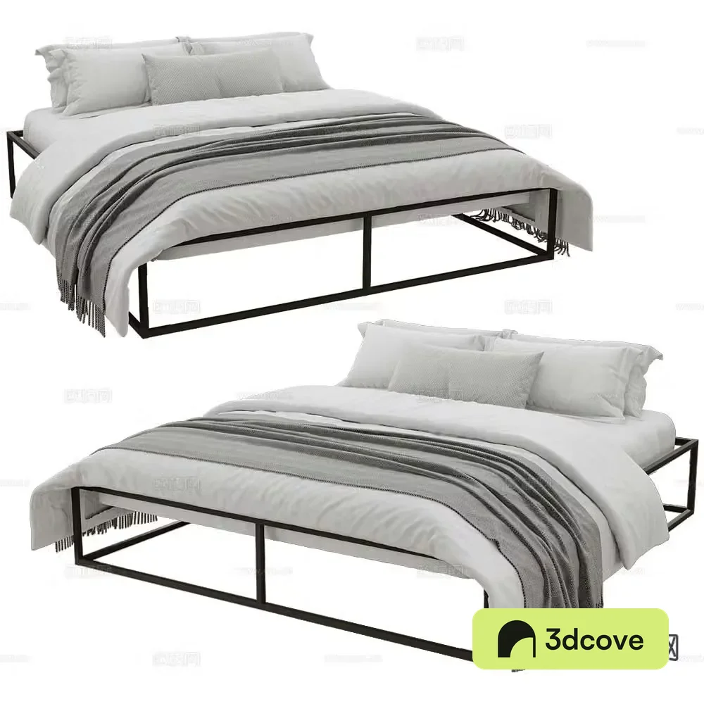 Iron bed frame double bed bedding
