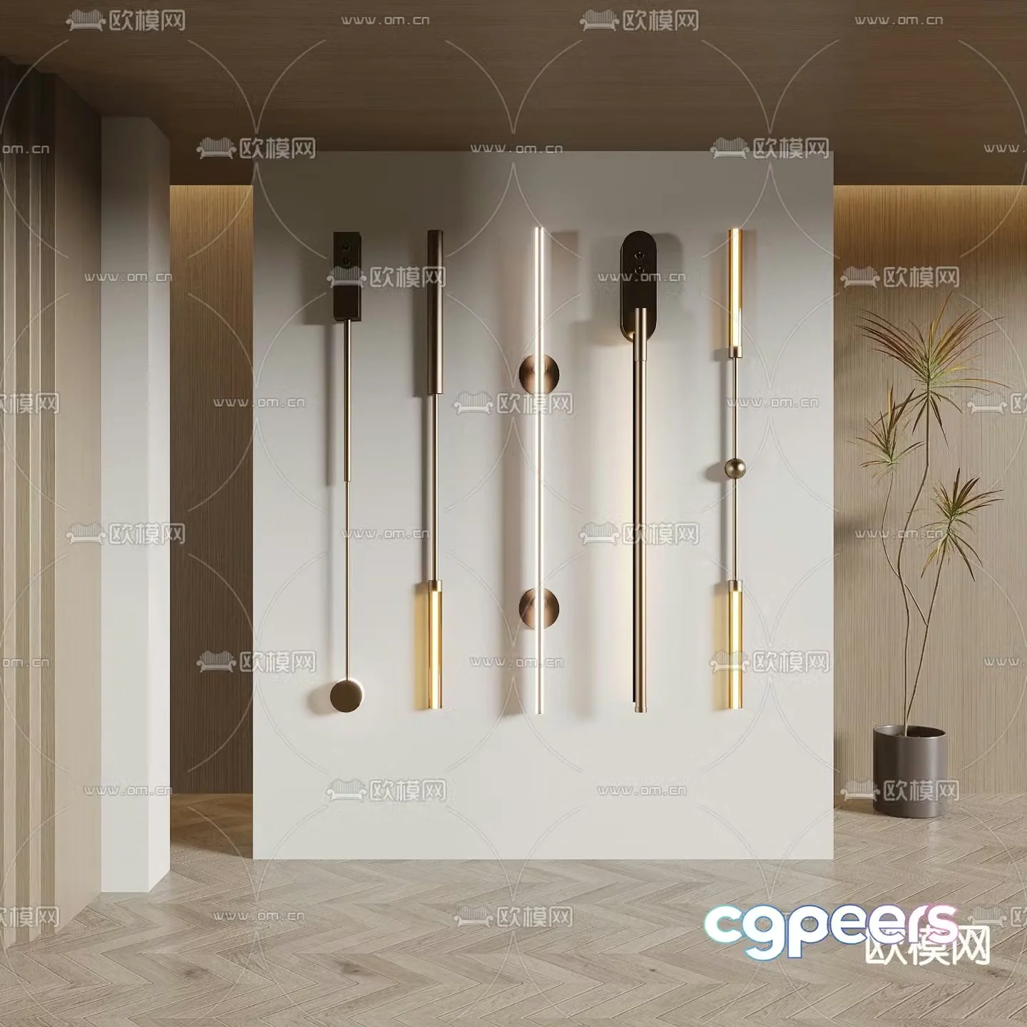 Light luxury style long wall lamp strip wall lamp 3d model