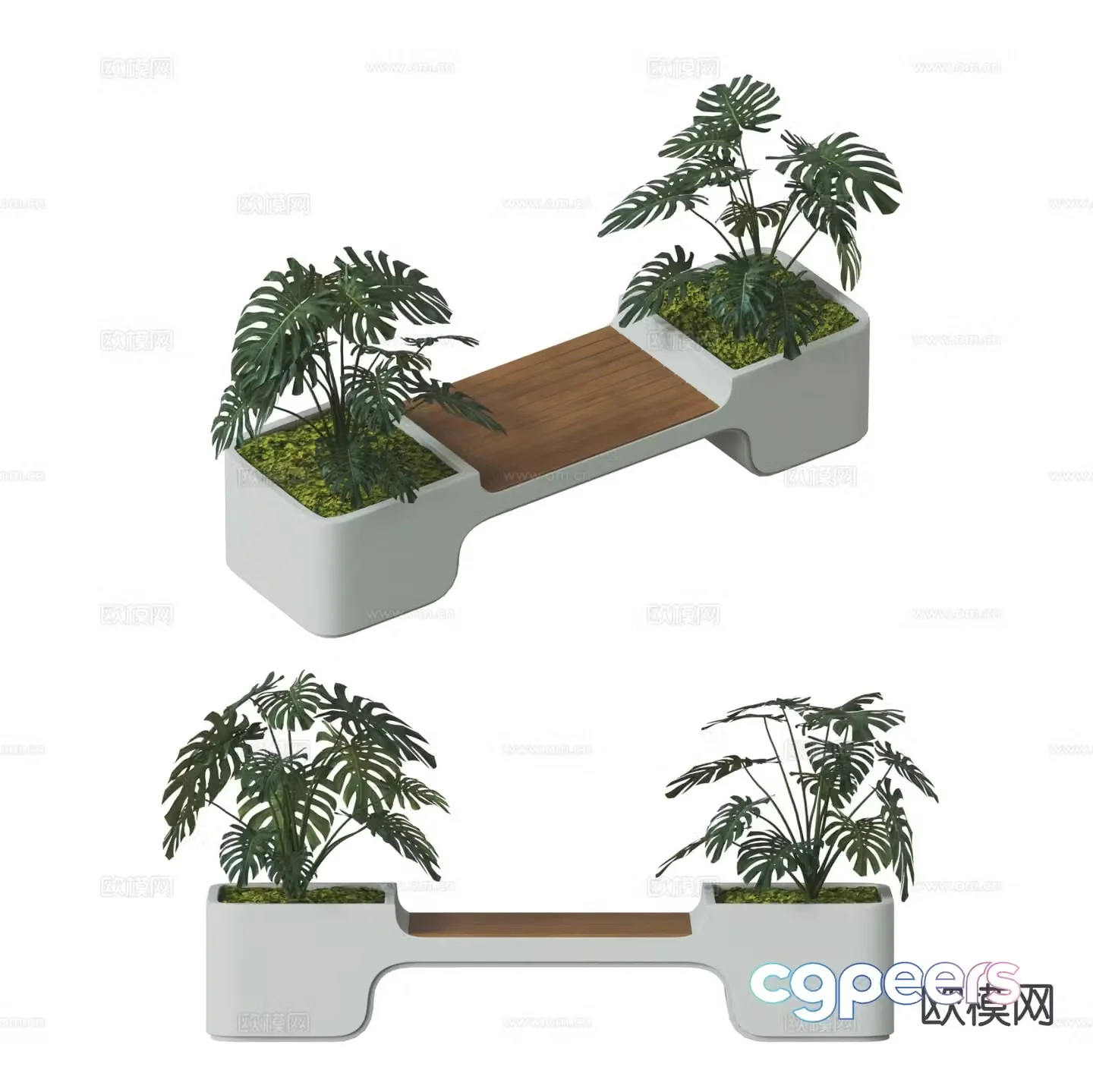 Modern landscape seat tree pool chair public chair 3d model