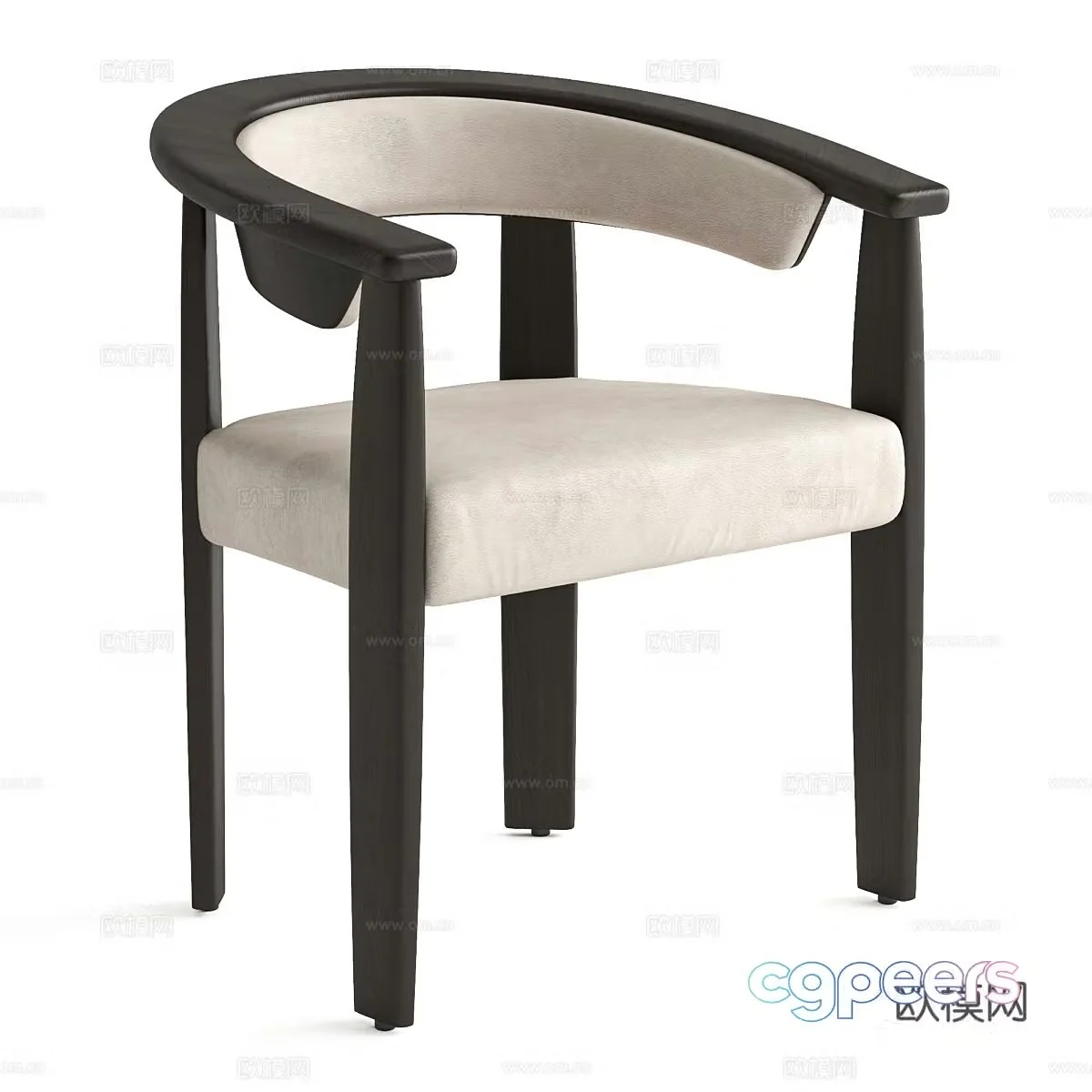 Medium-old single chair Medium-old leisure chair Medium-old dining chair Solid wood dining chair Fabric dining chair Fabric single chair 3D model