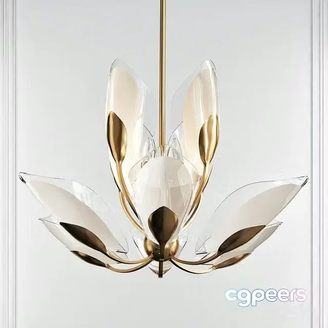 3ds Max Free – Blossom Gold Leaf 12 Light Chandelier by Hudson Valley