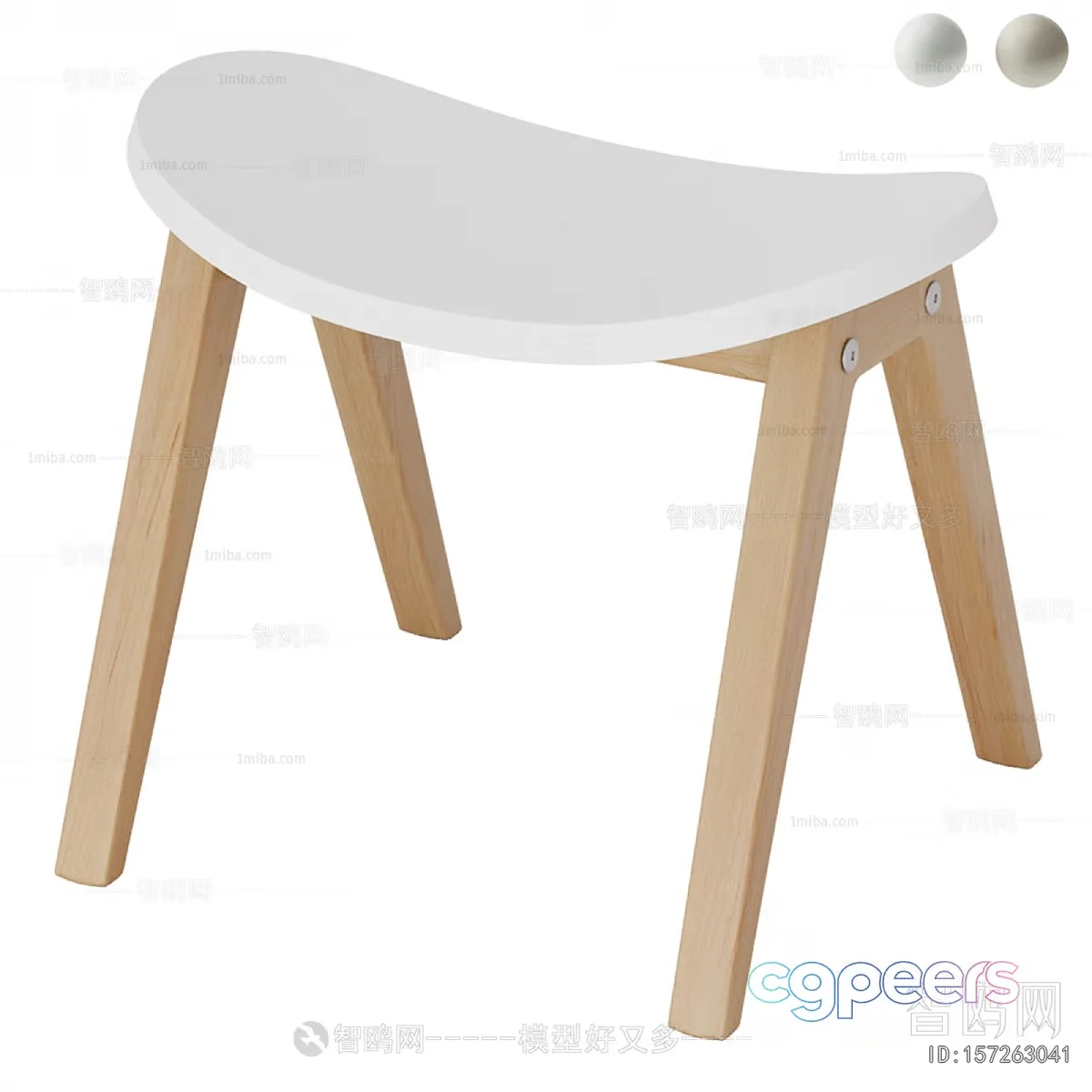 Wooden Stool 3D Model – 425 – VRAY Render