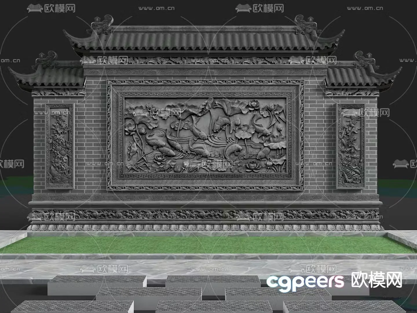 Chinese style landscape wall screen wall screen wall 3d model