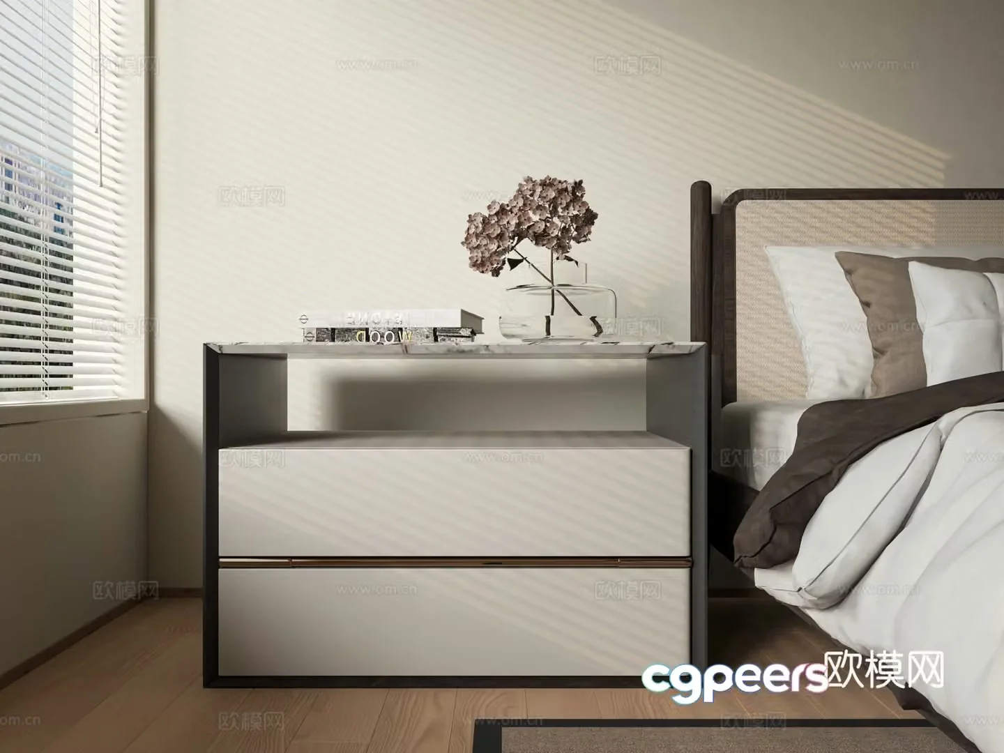 Modern style bedside table 3d model