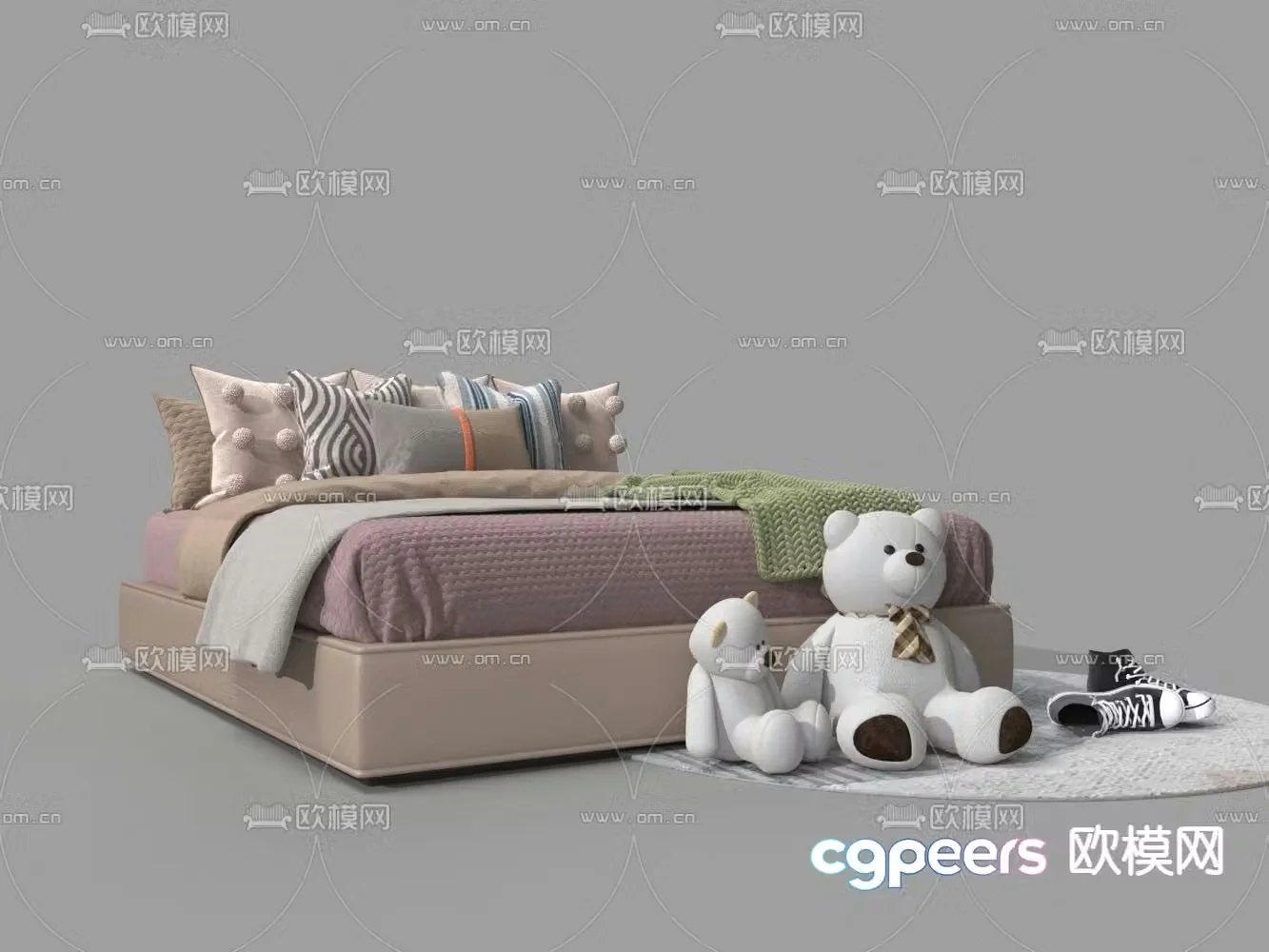 Modern double bed 3d model