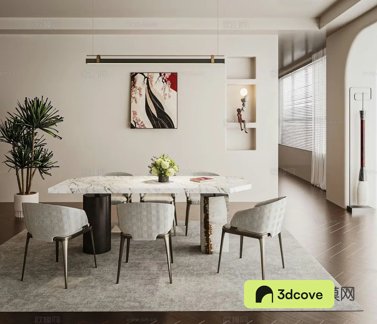 Creamy restaurant dining table combination sideboard carpet