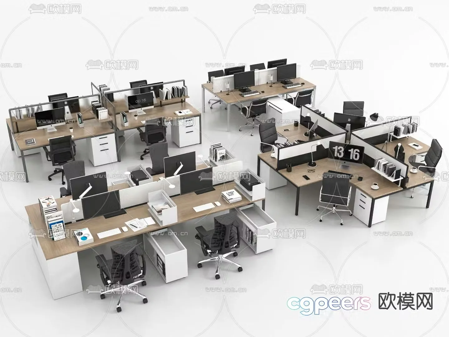 Card desk staff desk workstation 3D model