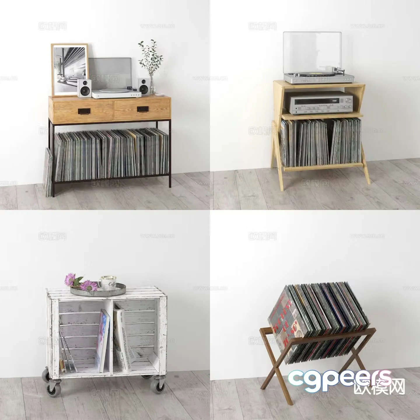 Nordic bookcase magazine cabinet magazine rack 3d model