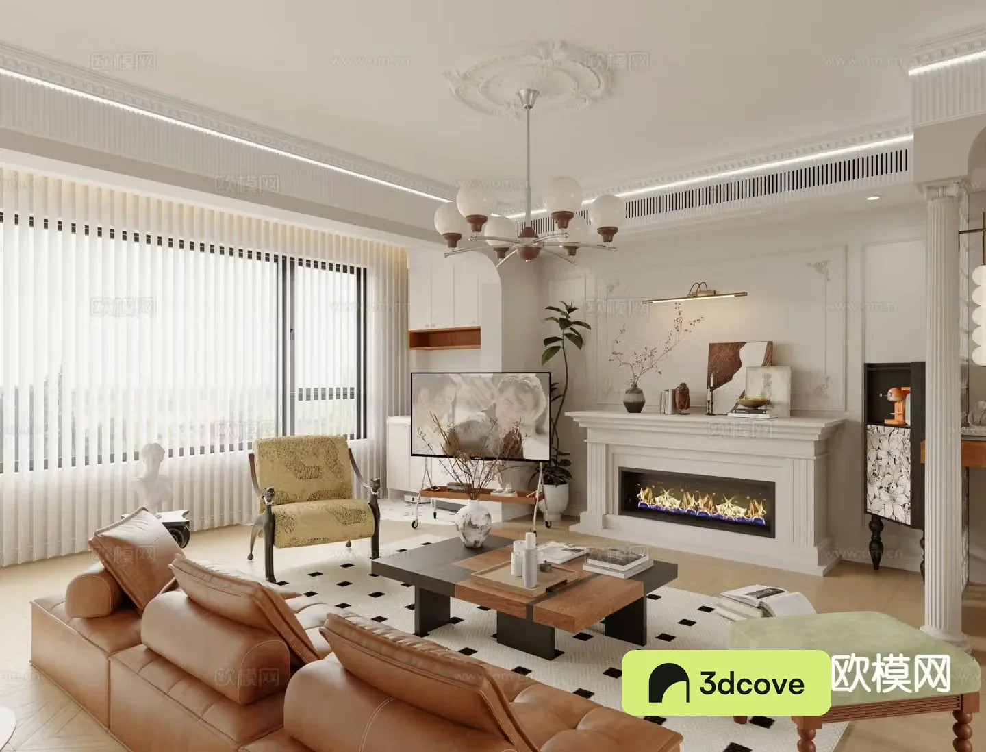French retro style living room