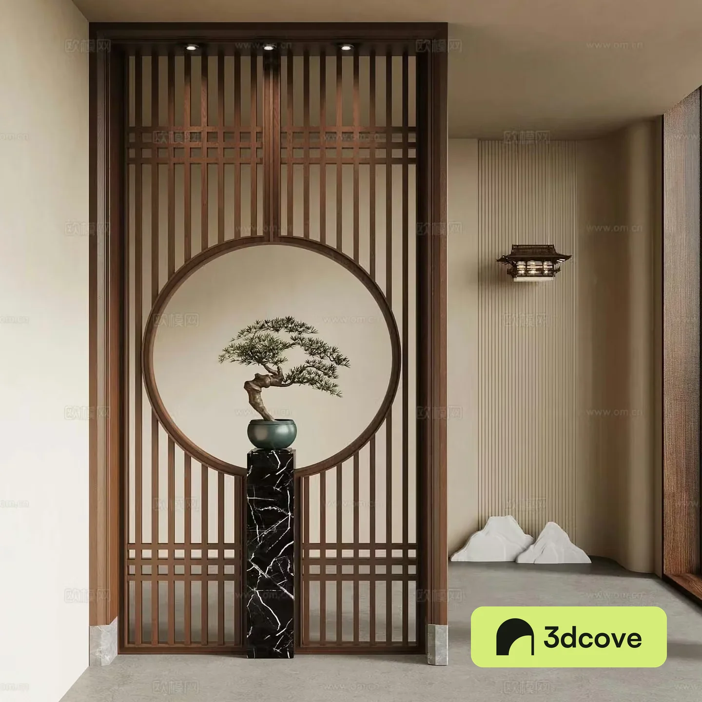 Middle-aged style porch partition New Chinese style porch partition Vase 3D model