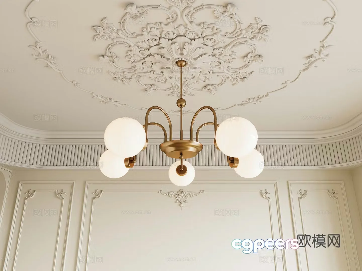 French multi-head chandelier 3d model