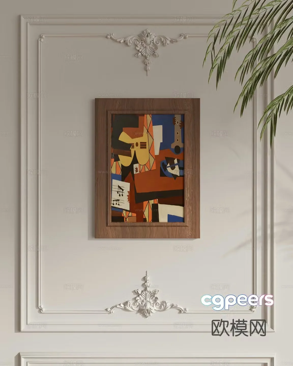 French hanging painting abstract painting decorative painting 3d model
