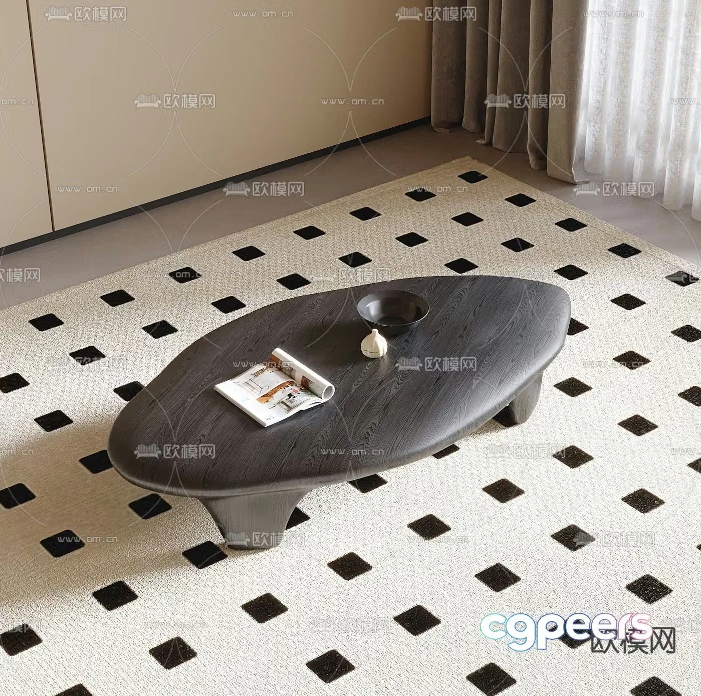 Log style coffee table 3D model