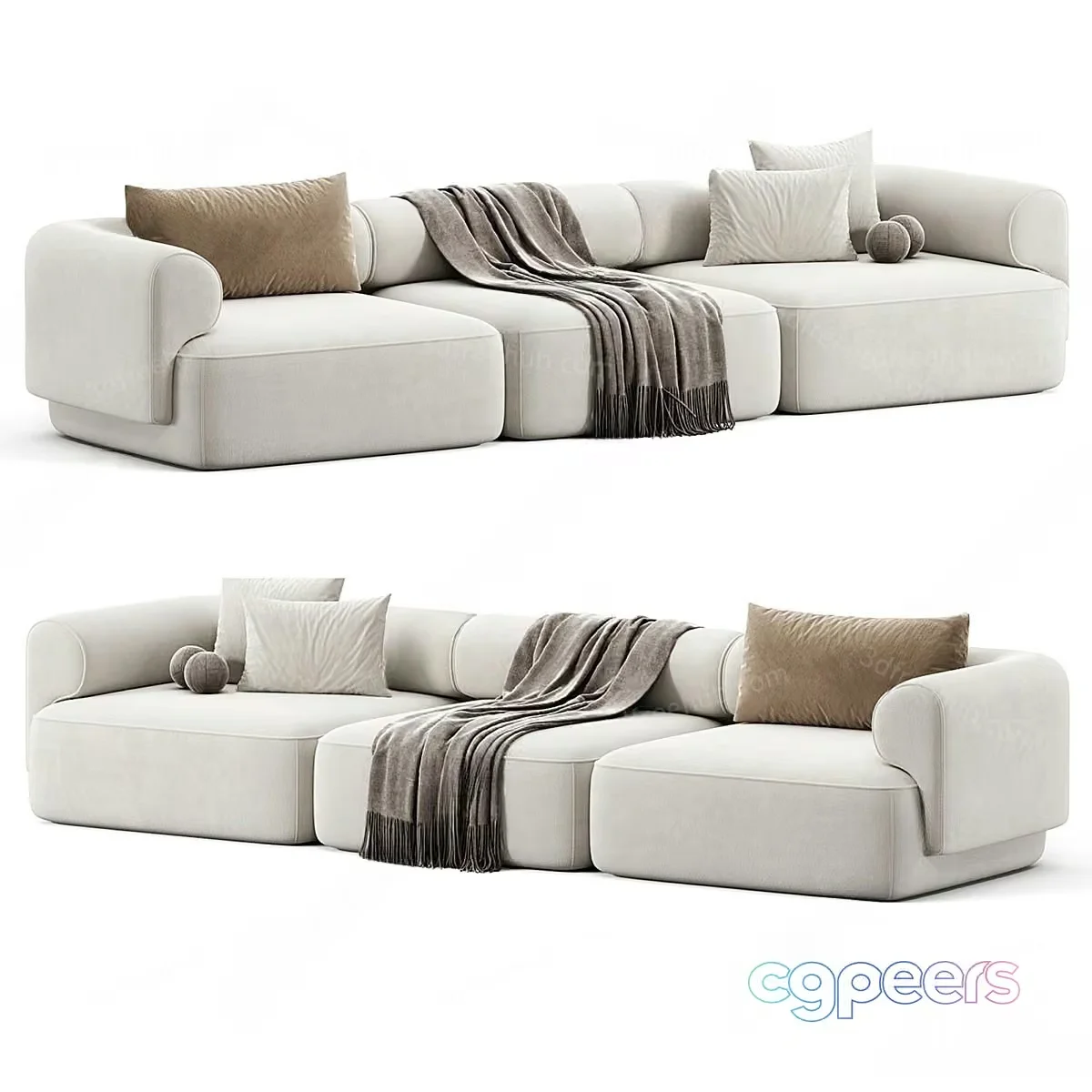 Modern White Sofa 3D Model – 20157 – VRAY Render