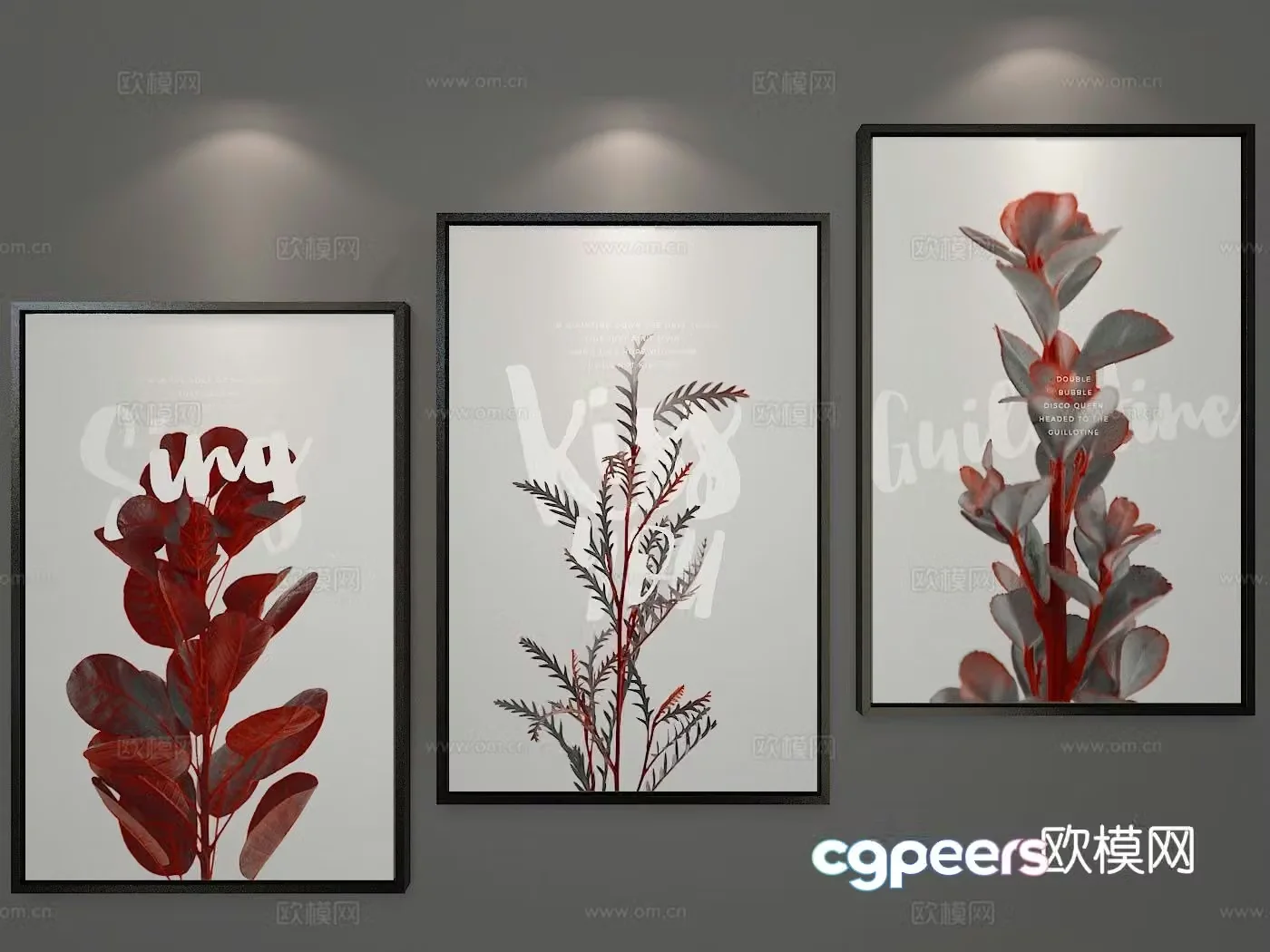 Nordic hanging painting decorative painting combination painting 3D model