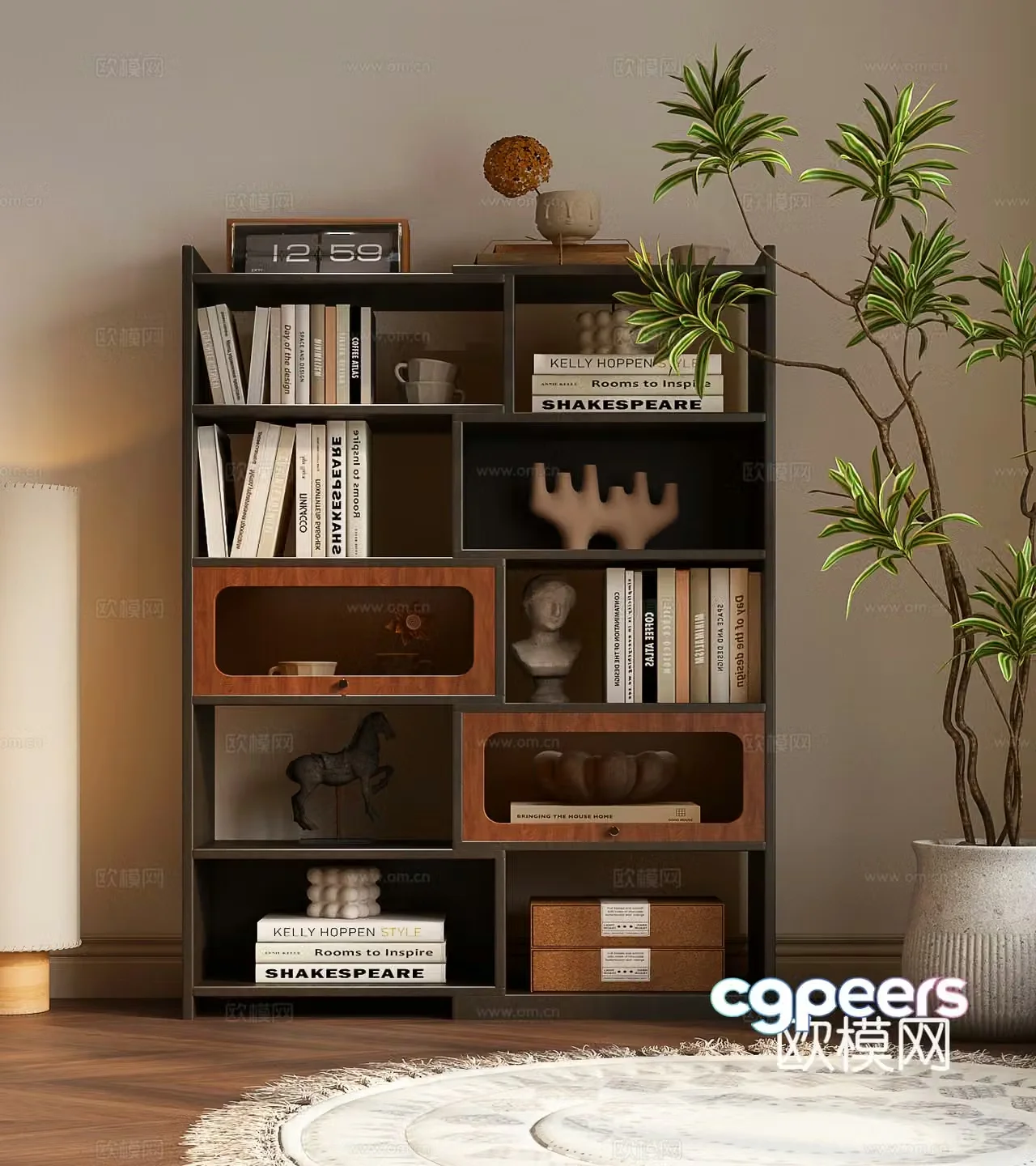 French retro bookcase Modern retro bookcase Bookcase 3d model