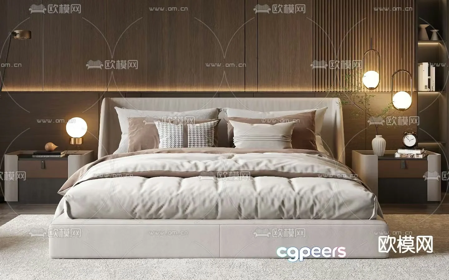 Modern double bed 3d model