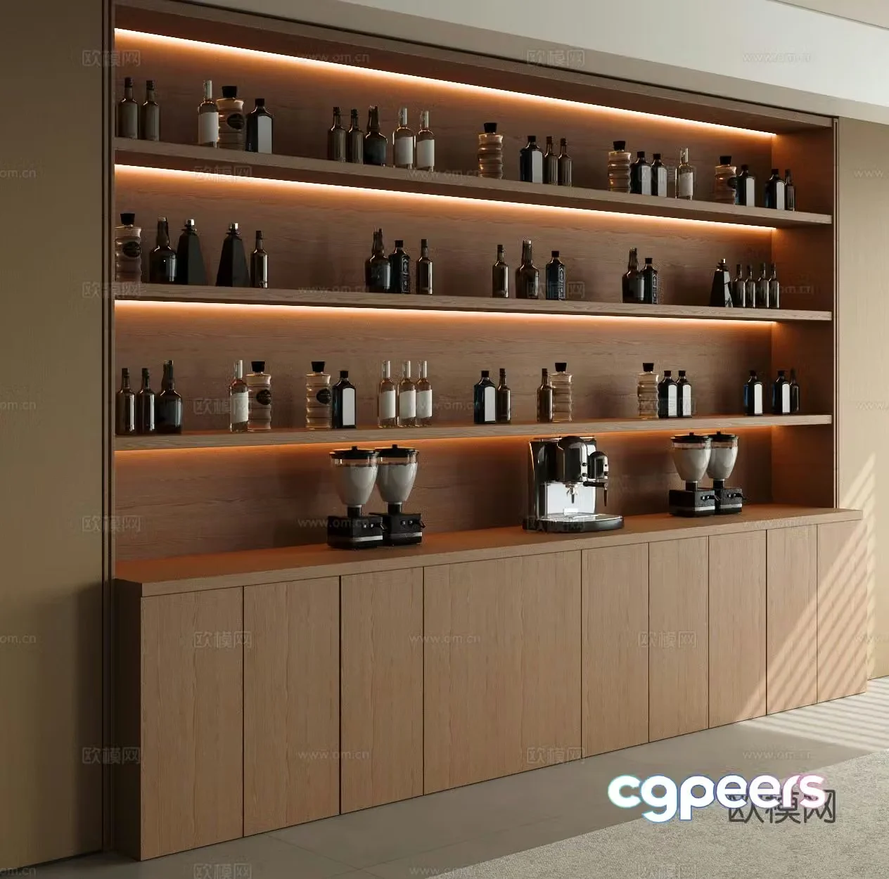 Modern solid wood wine cabinet sideboard 3d model
