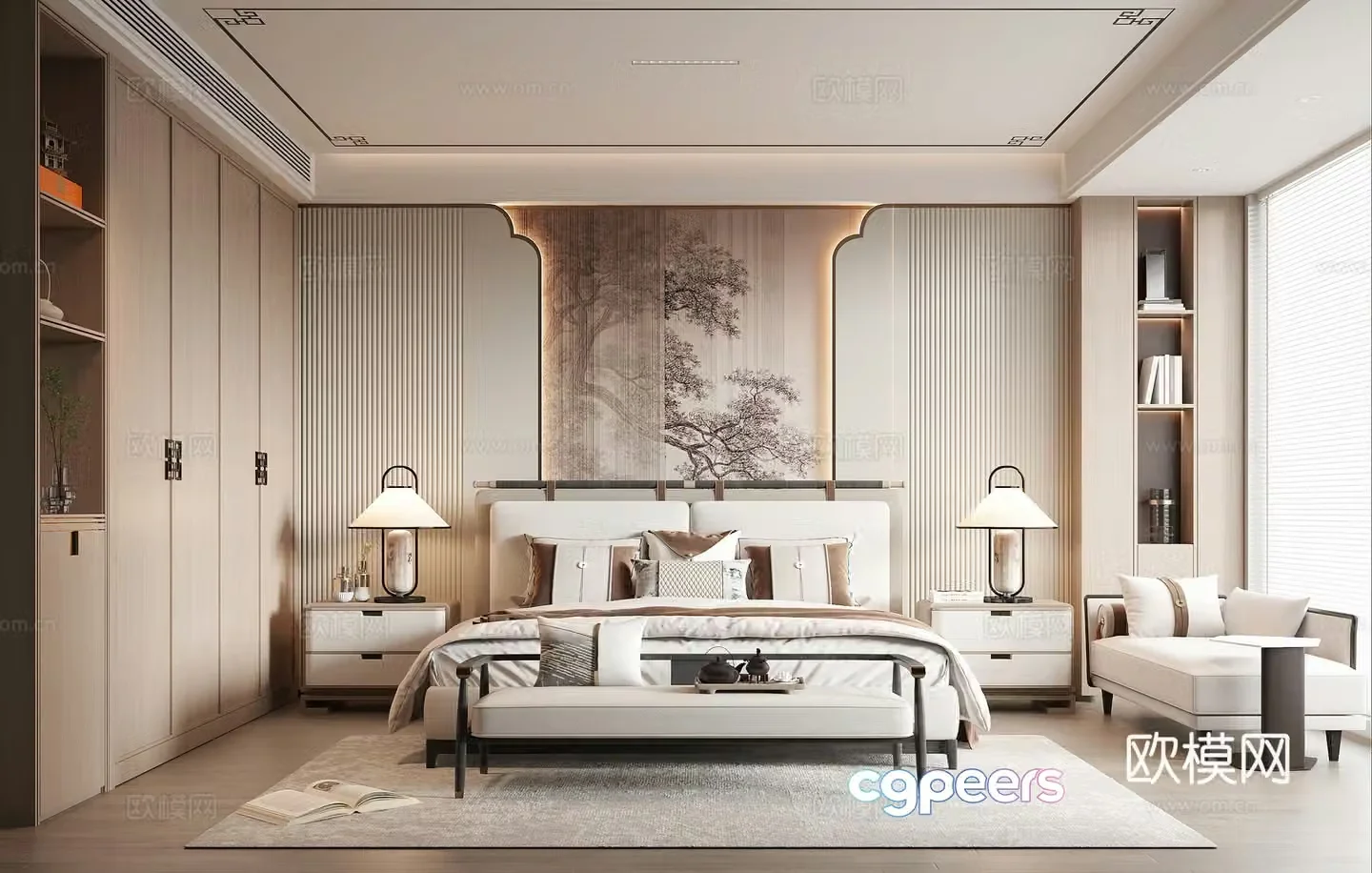 New Chinese bedroom 3D model